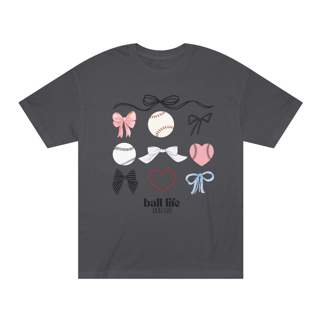 Baseball Bow Graphic Tee — "Ball Life" Bows & Heart Sports Shirt