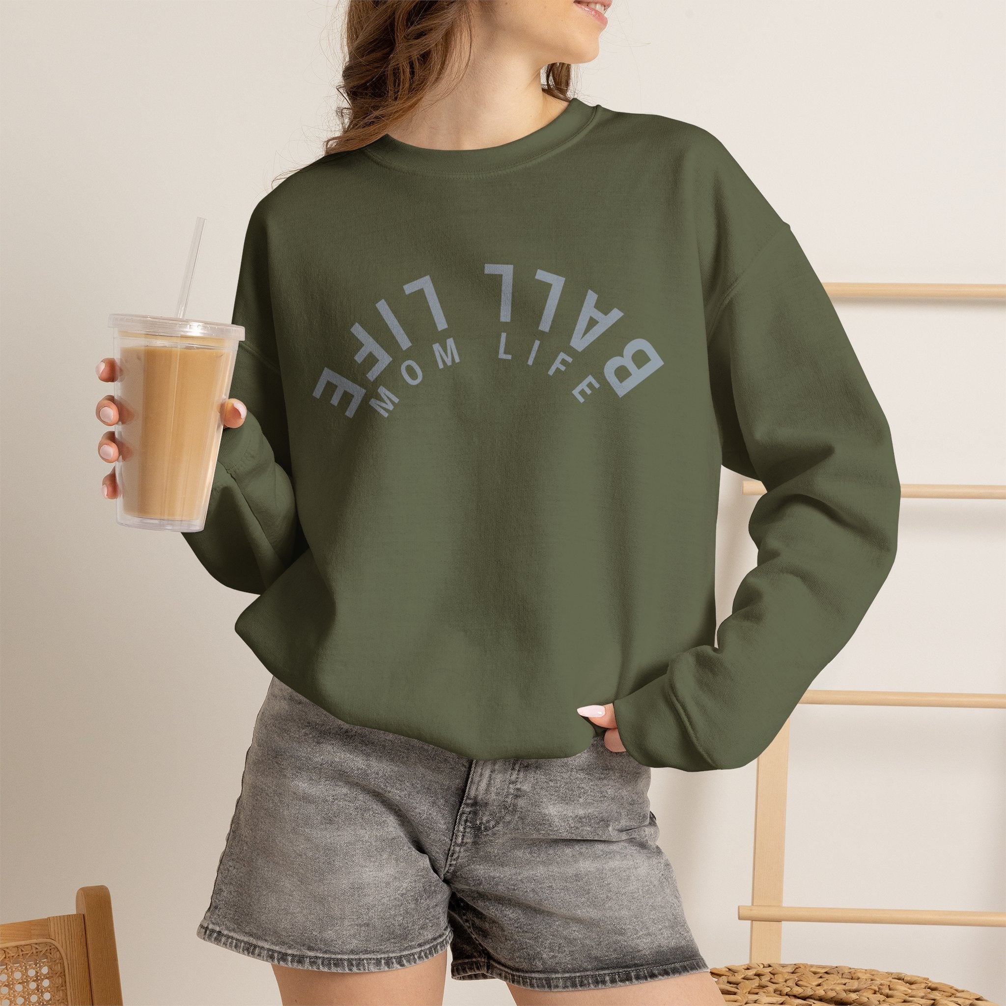 Crewneck Sweatshirt for Mom — Ball Life Mom Life Minimal Athletic Sweatshirt