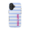 Phone Case — "Ball Life is Mom Life" Magnetic Tough Case Blue Stripes Pink Font