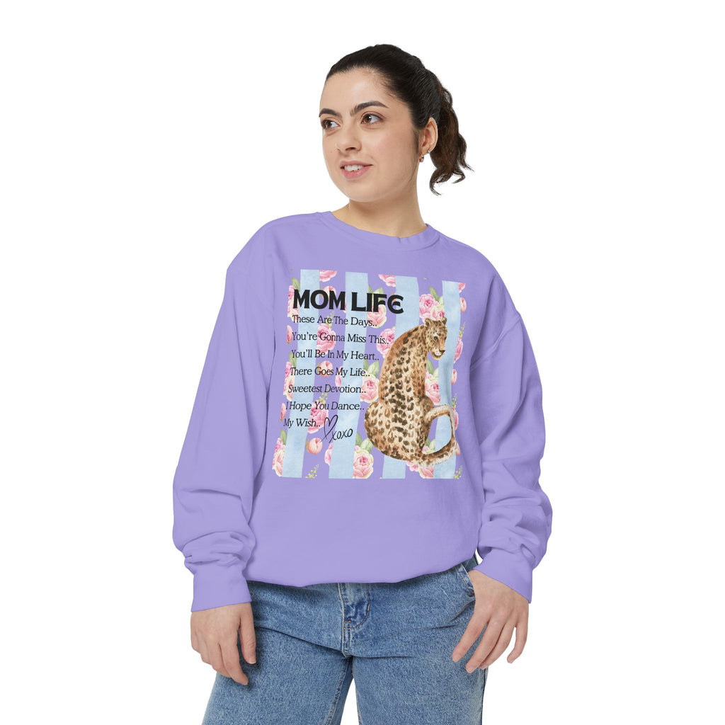 Mom Life Leopard Print Sweatshirt - Floral Striped Song Title Crewneck
