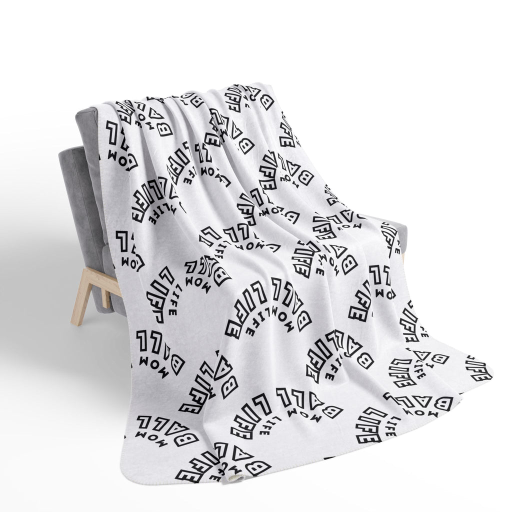 Fleece & Sherpa Blanket Repeating Typography — Mom Life Ball Life Cozy Fleece Throw for Game Day