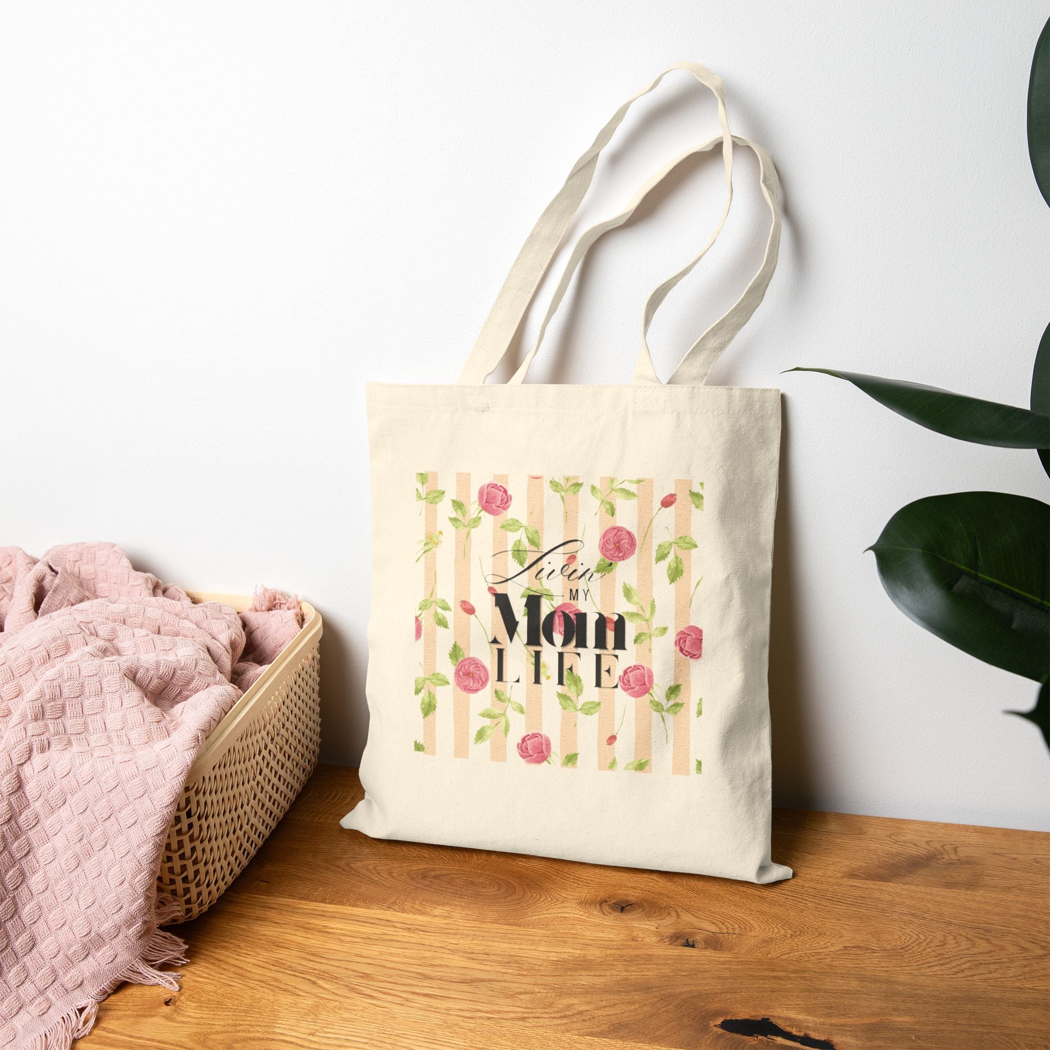 Tote Bag for Mom — Livin' My Mom Life Canvas Tote (Reusable Market & Gym Bag)