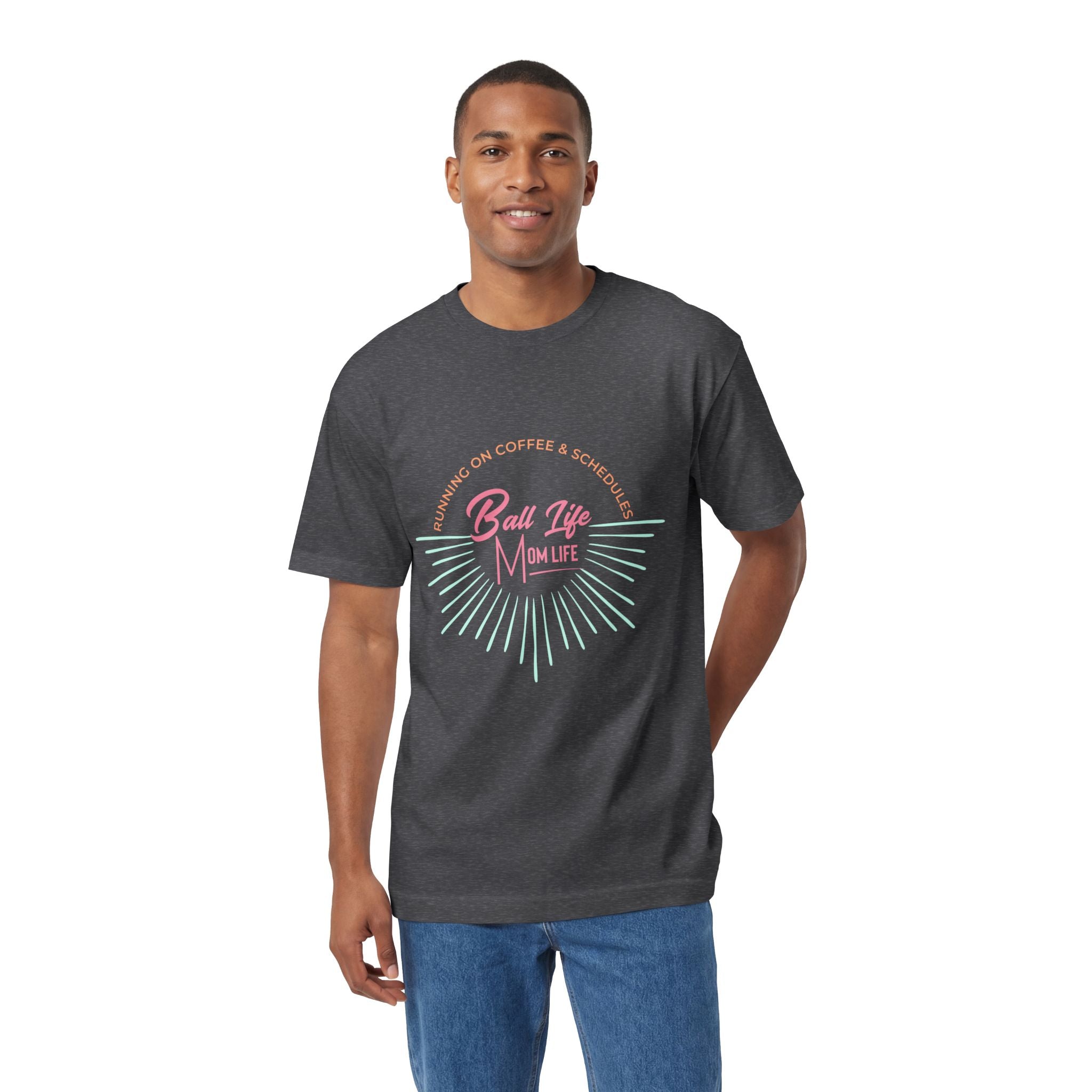 Ball Life Mom Life Graphic Tee — Running on Coffee & Schedules Retro Vibe
