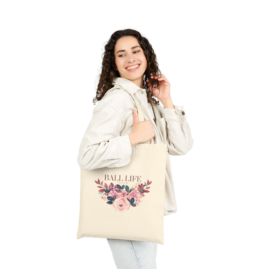 Tote Bag for Mom — Ball Life Floral Canvas Tote (Reusable Market & Gym Bag)