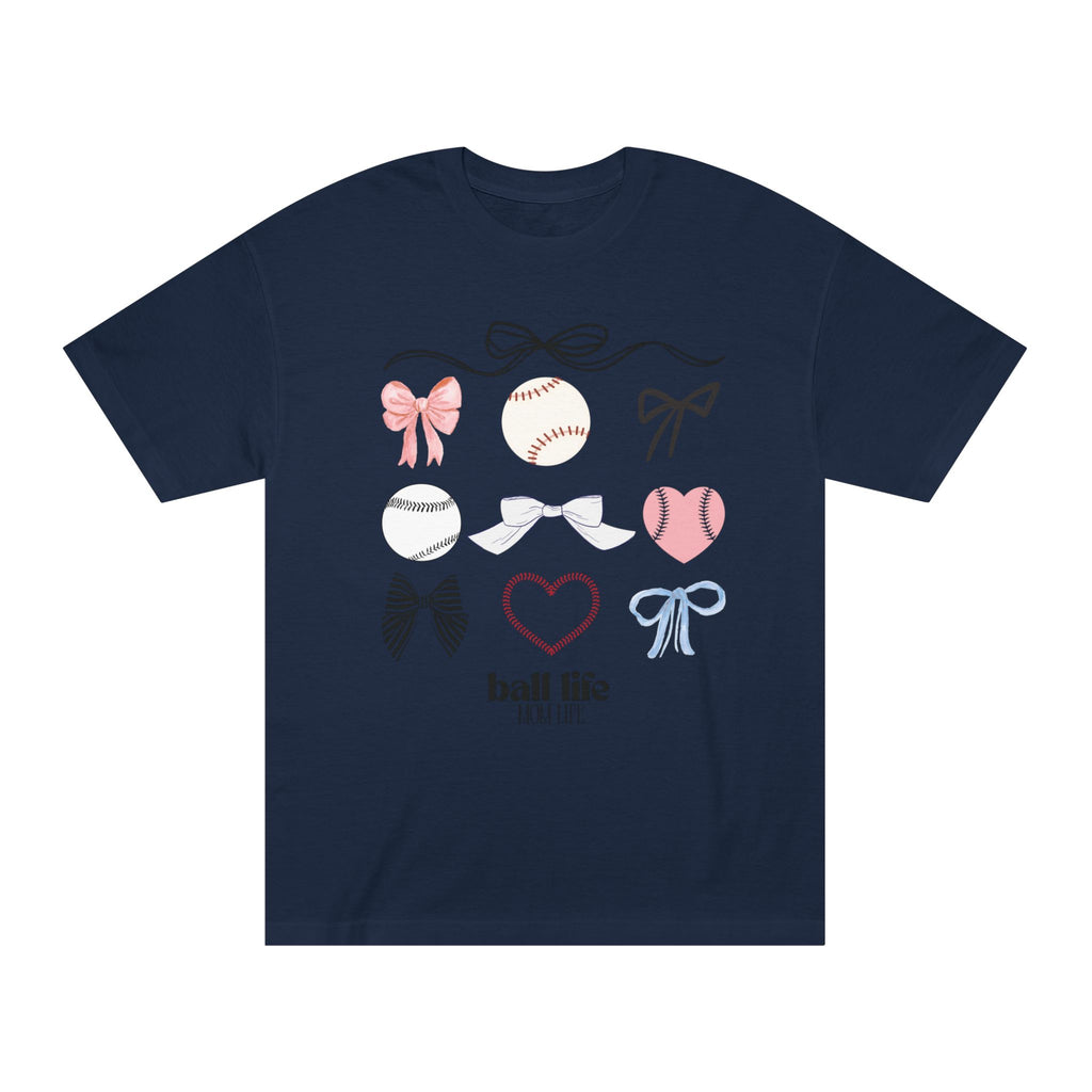 Baseball Bow Graphic Tee — "Ball Life" Bows & Heart Sports Shirt