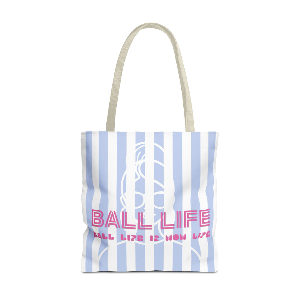 Ball Life Striped Tote Bag — Blue & Pink Athletic Lifestyle Tote
