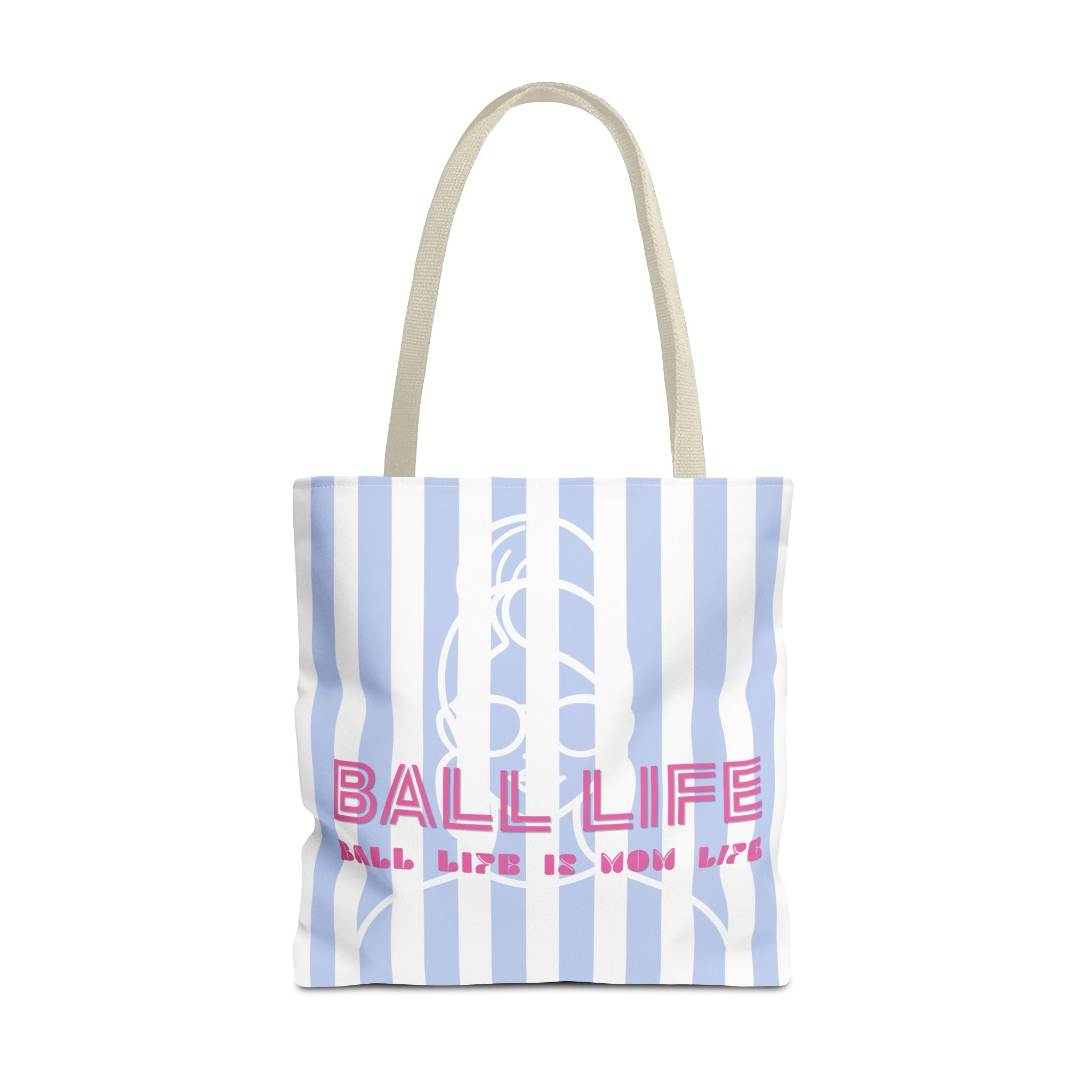 Ball Life Striped Tote Bag — Blue & Pink Athletic Lifestyle Tote