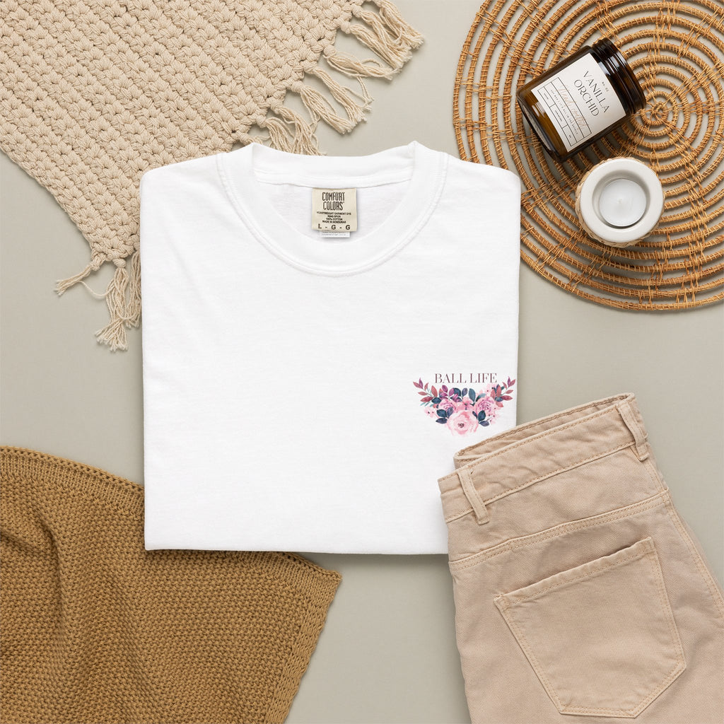 Ball Life Floral T-Shirt — Pink Rose Lifestyle Tee for Mom
