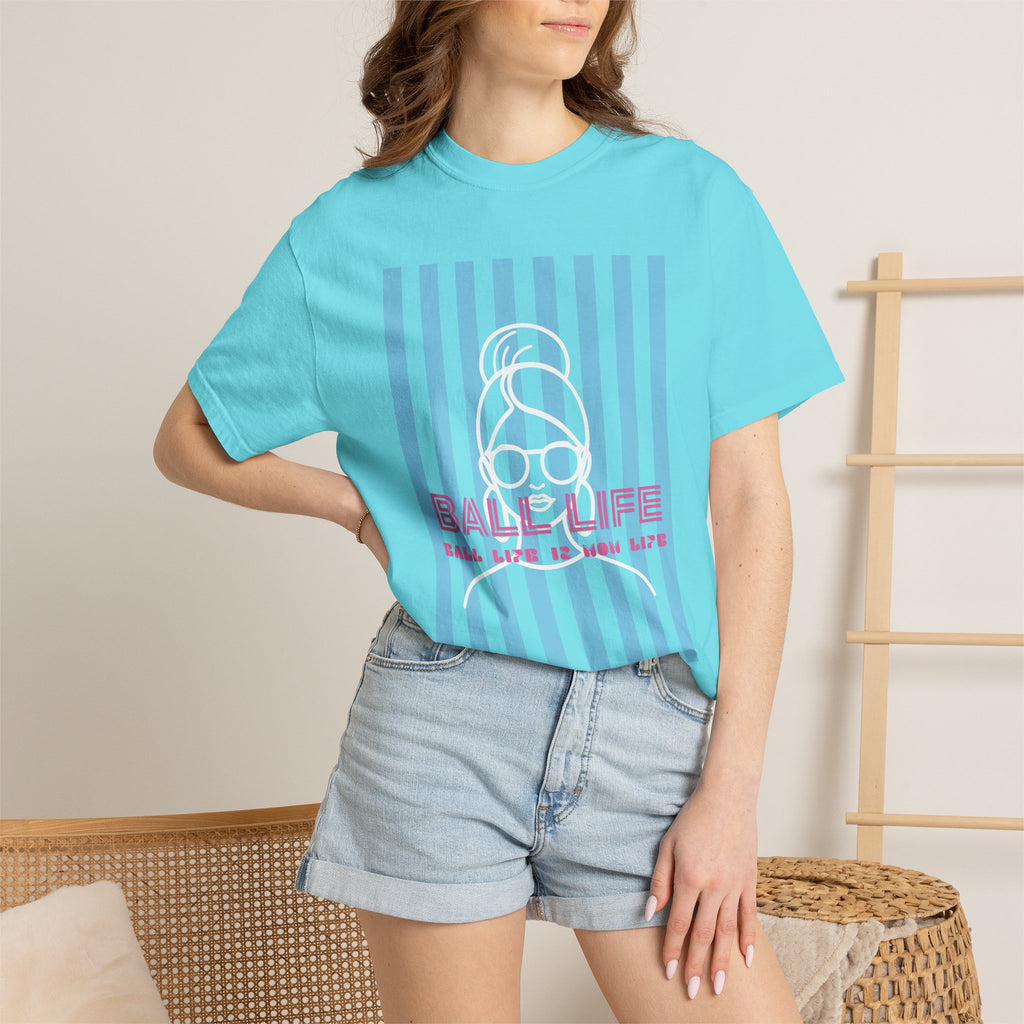 Ball Life Mom Life Striped Graphic T-Shirt