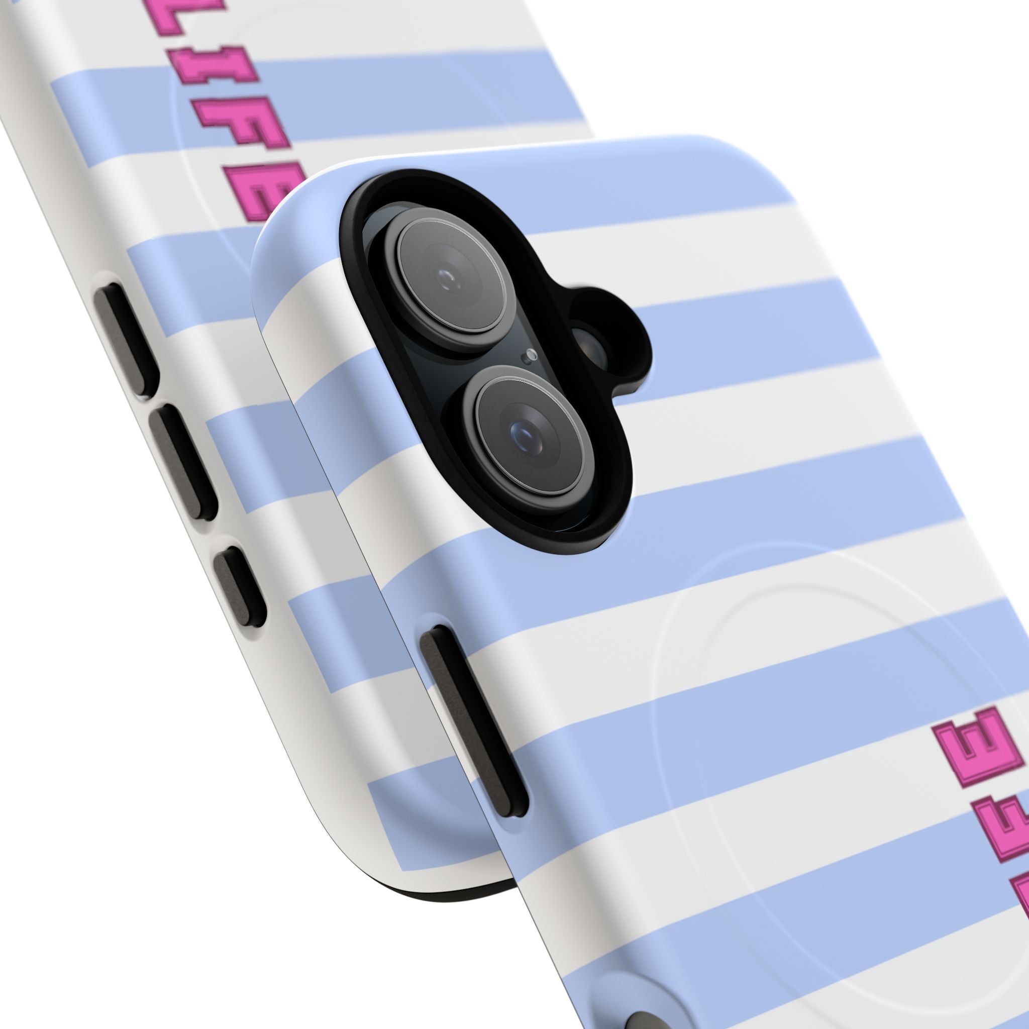 Phone Case — "Ball Life is Mom Life" Magnetic Tough Case Blue Stripes Pink Font