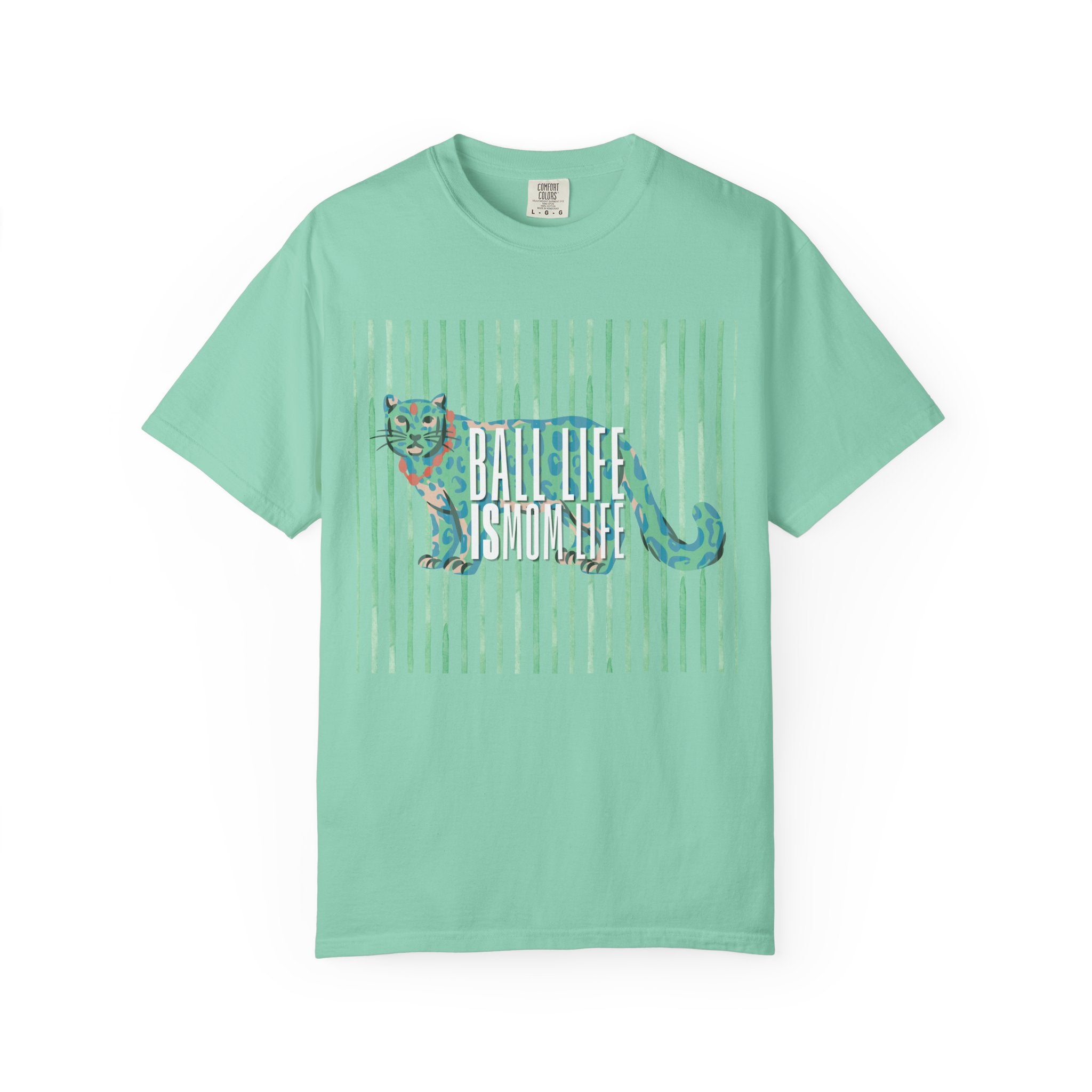 Jaguar Stripes Graphic T‑Shirt — Ball Life Mom Life Retro Animal Print Tee