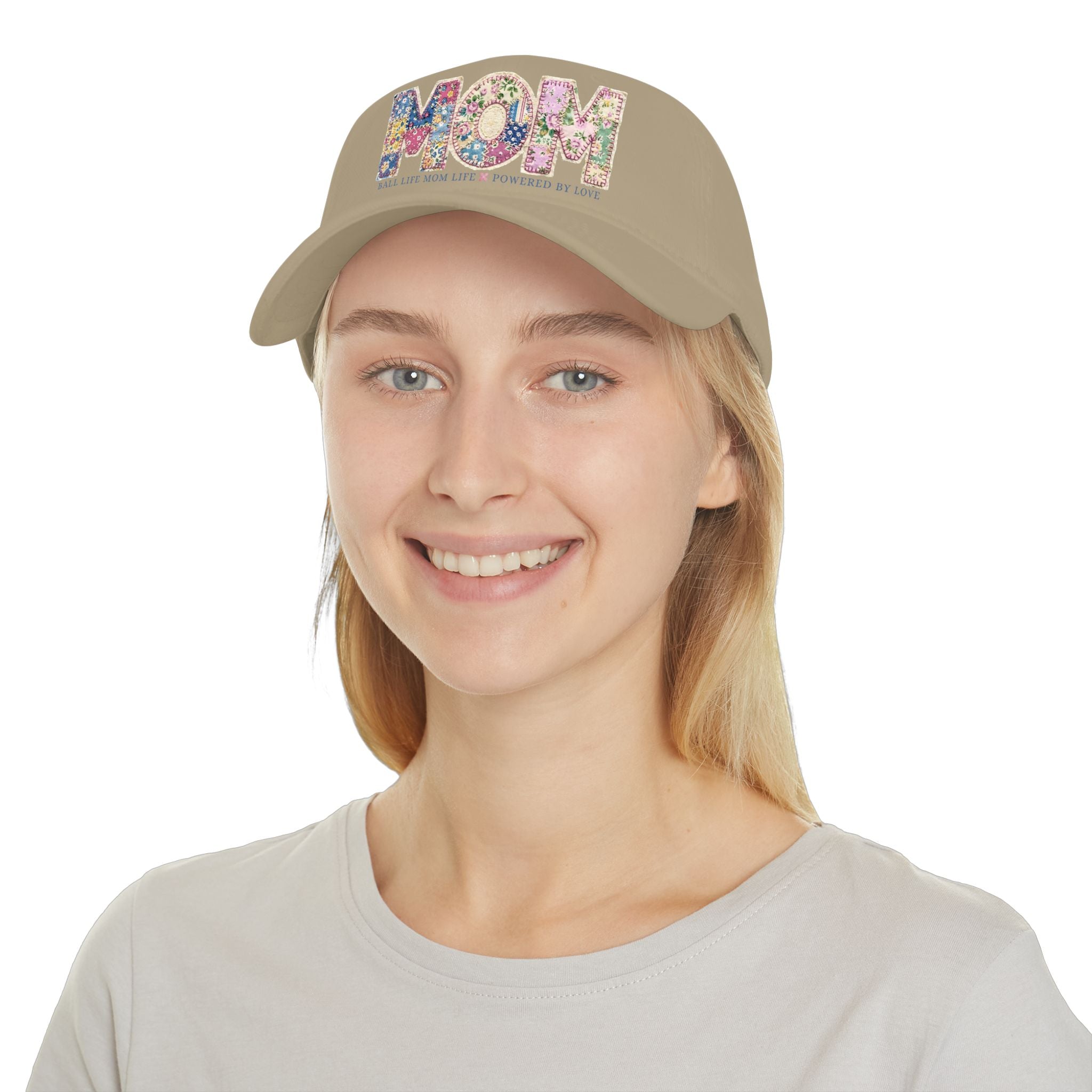 Floral 'MOM Life Ball Life' Quilted Baseball Cap Graphic — Mother's Game Day Hat