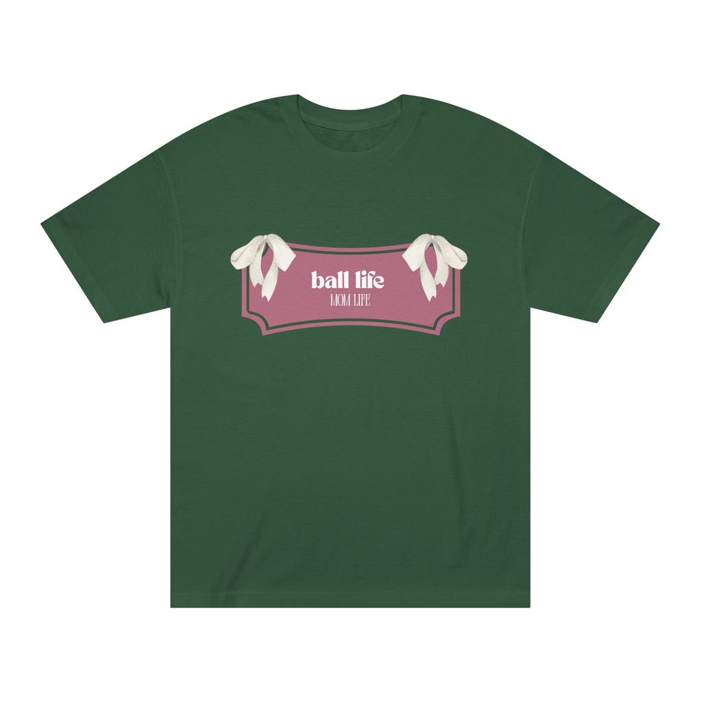 Mom Life Ball Life Ribbon Graphic Tee