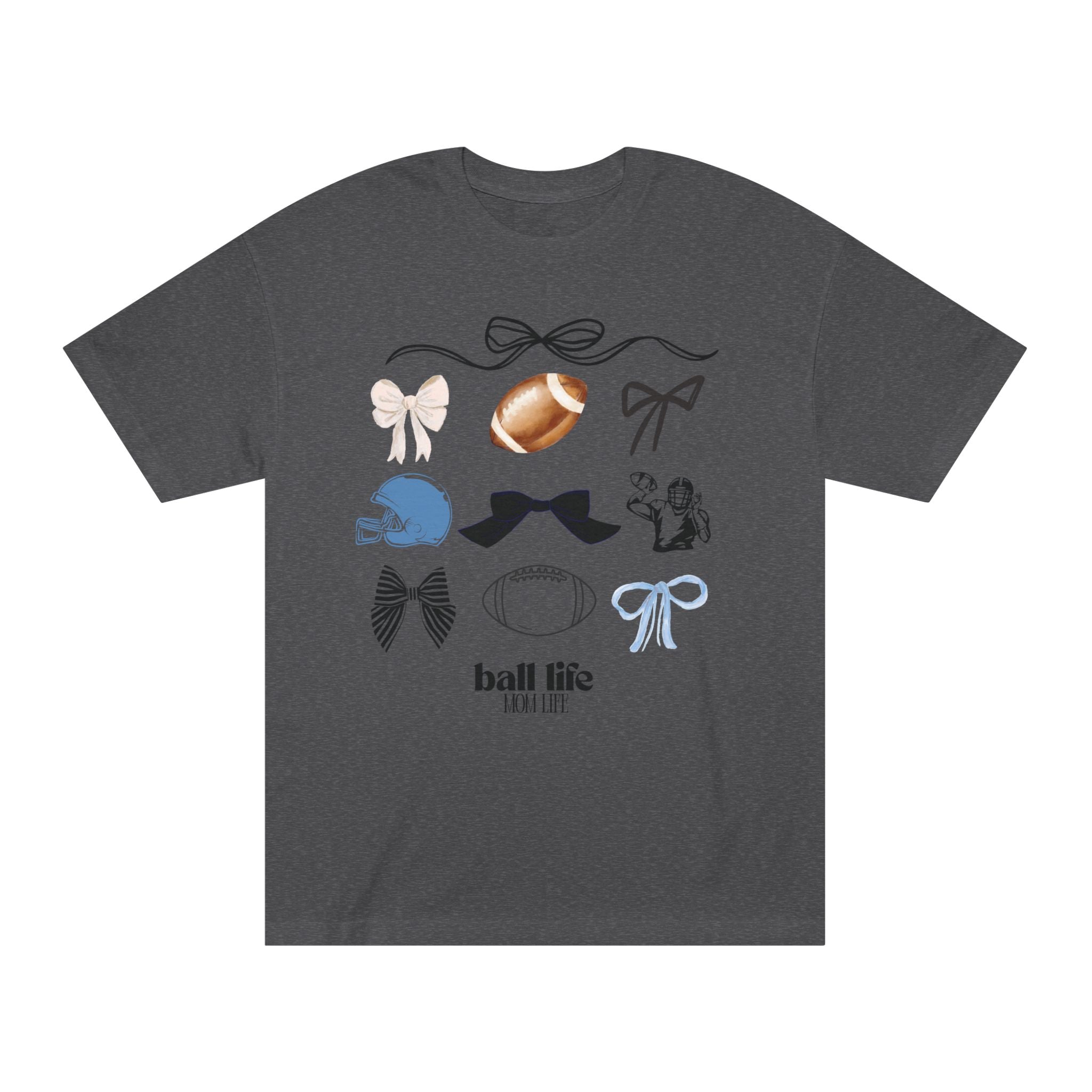 Football Mom Life Tee — Bow & Football Graphic Shirt