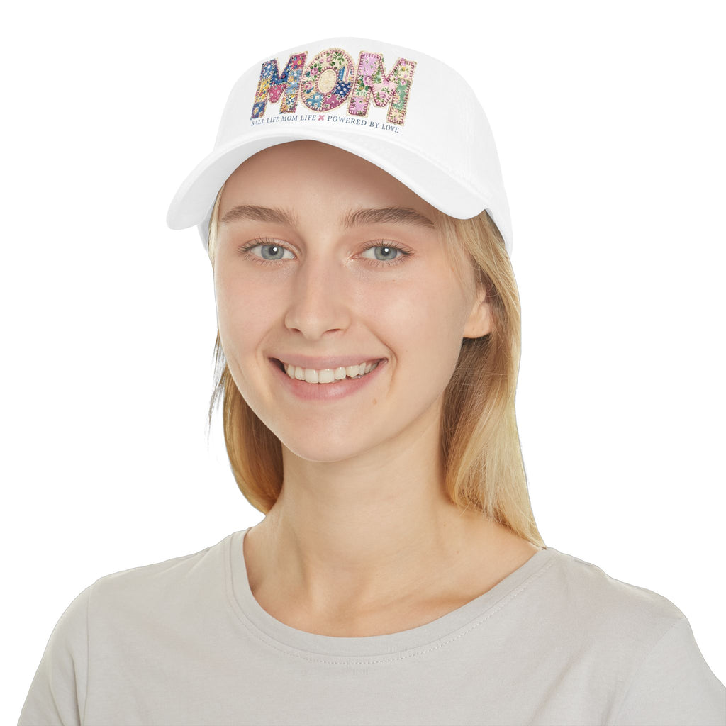 Floral 'MOM Life Ball Life' Quilted Baseball Cap Graphic — Mother's Game Day Hat