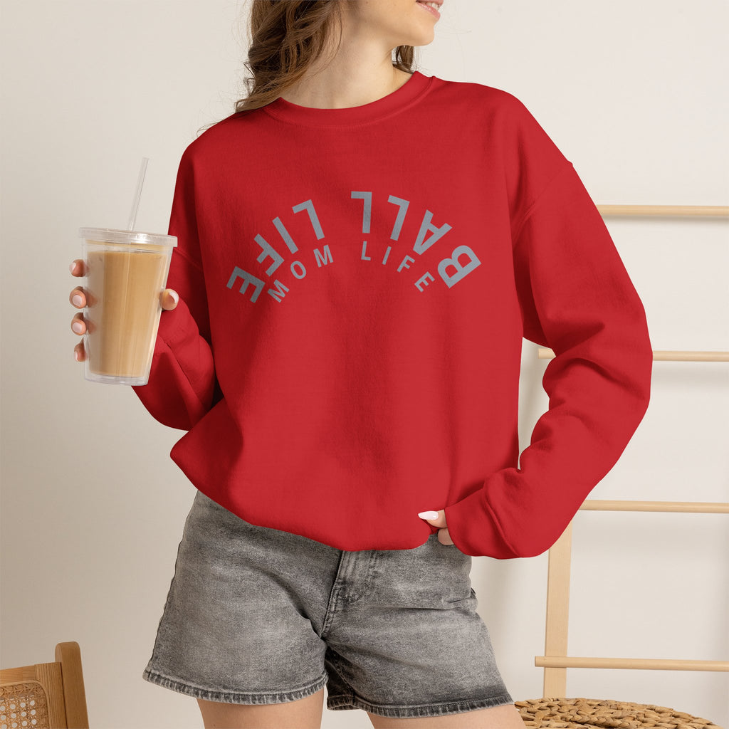 Crewneck Sweatshirt for Mom — Ball Life Mom Life Minimal Athletic Sweatshirt