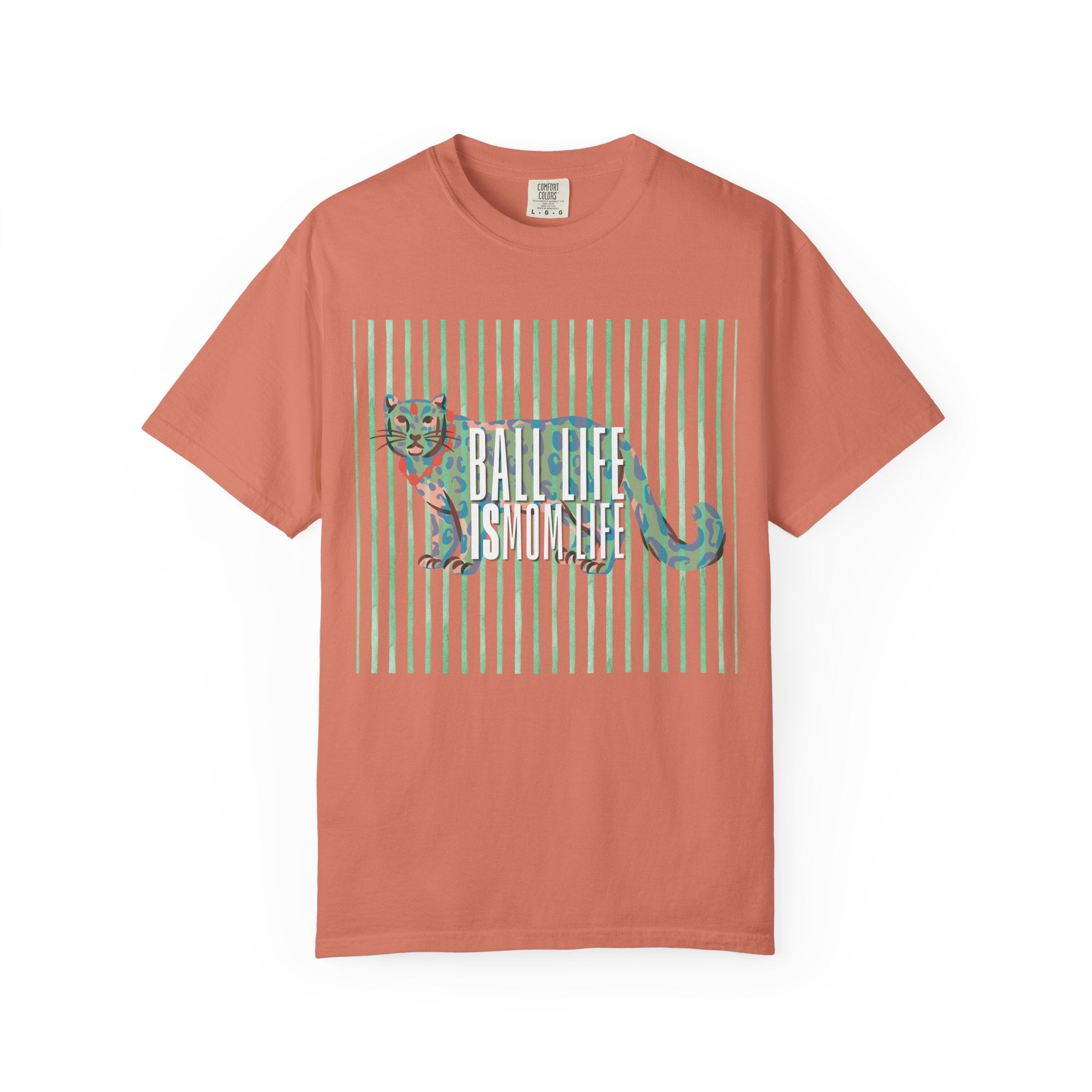 Jaguar Stripes Graphic T‑Shirt — Ball Life Mom Life Retro Animal Print Tee