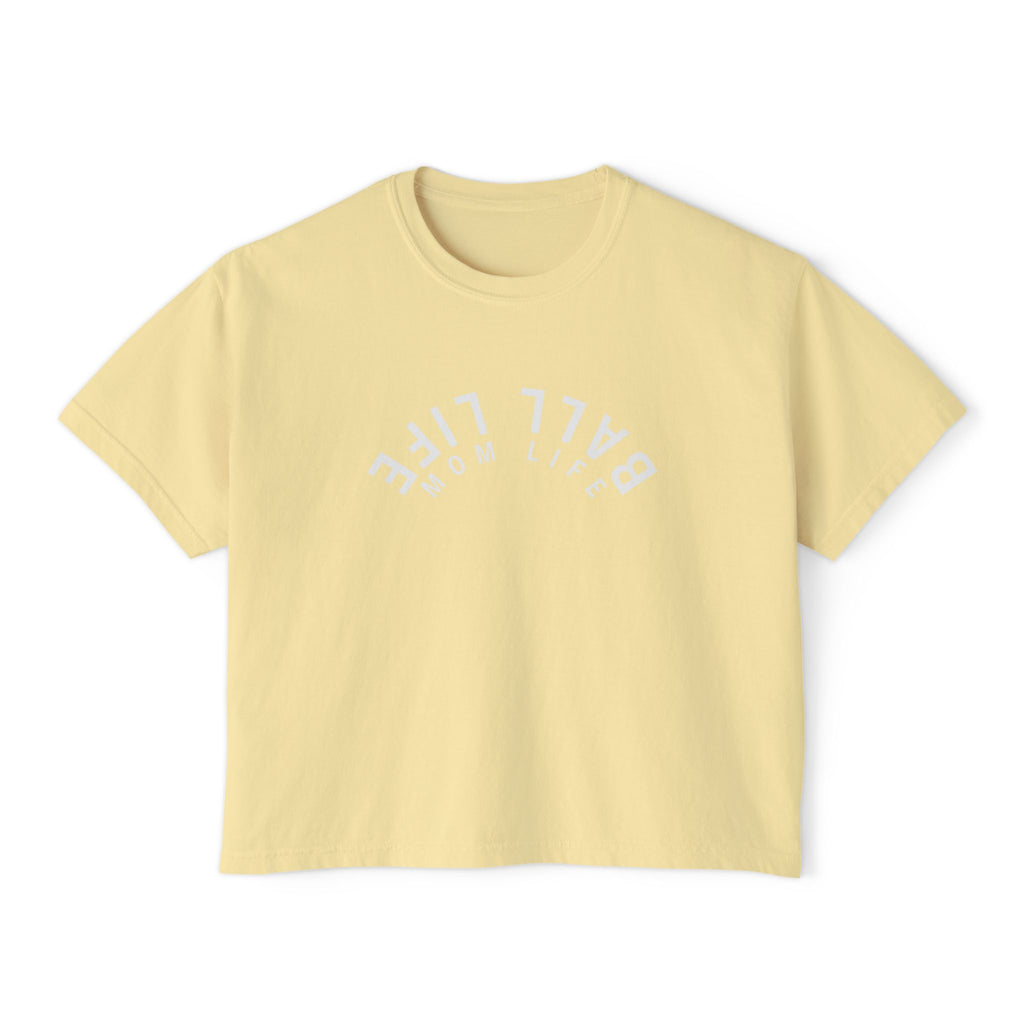 Boxy Tee — Ball Life Mom Life Upside Down Logo Women's Crop T-Shirt