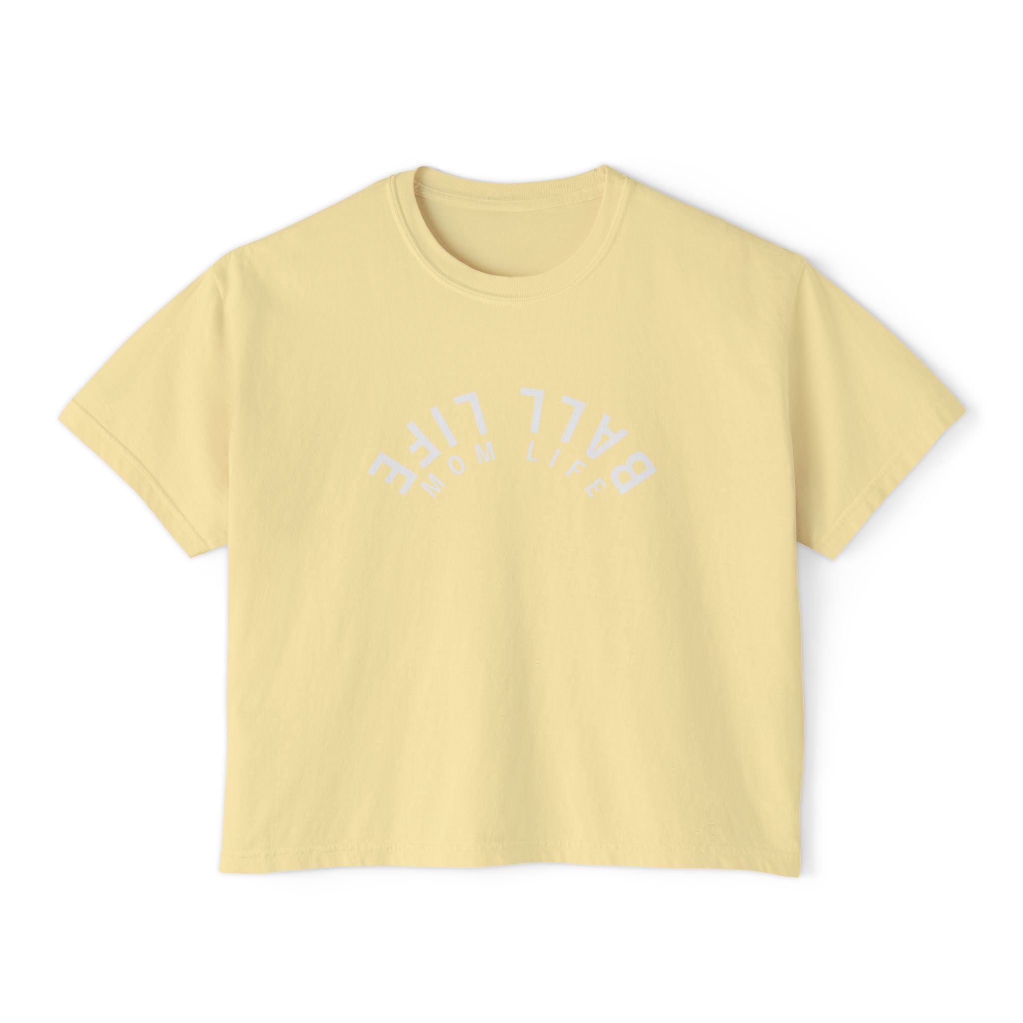 Boxy Tee — Ball Life Mom Life Upside Down Logo Women's Crop T-Shirt