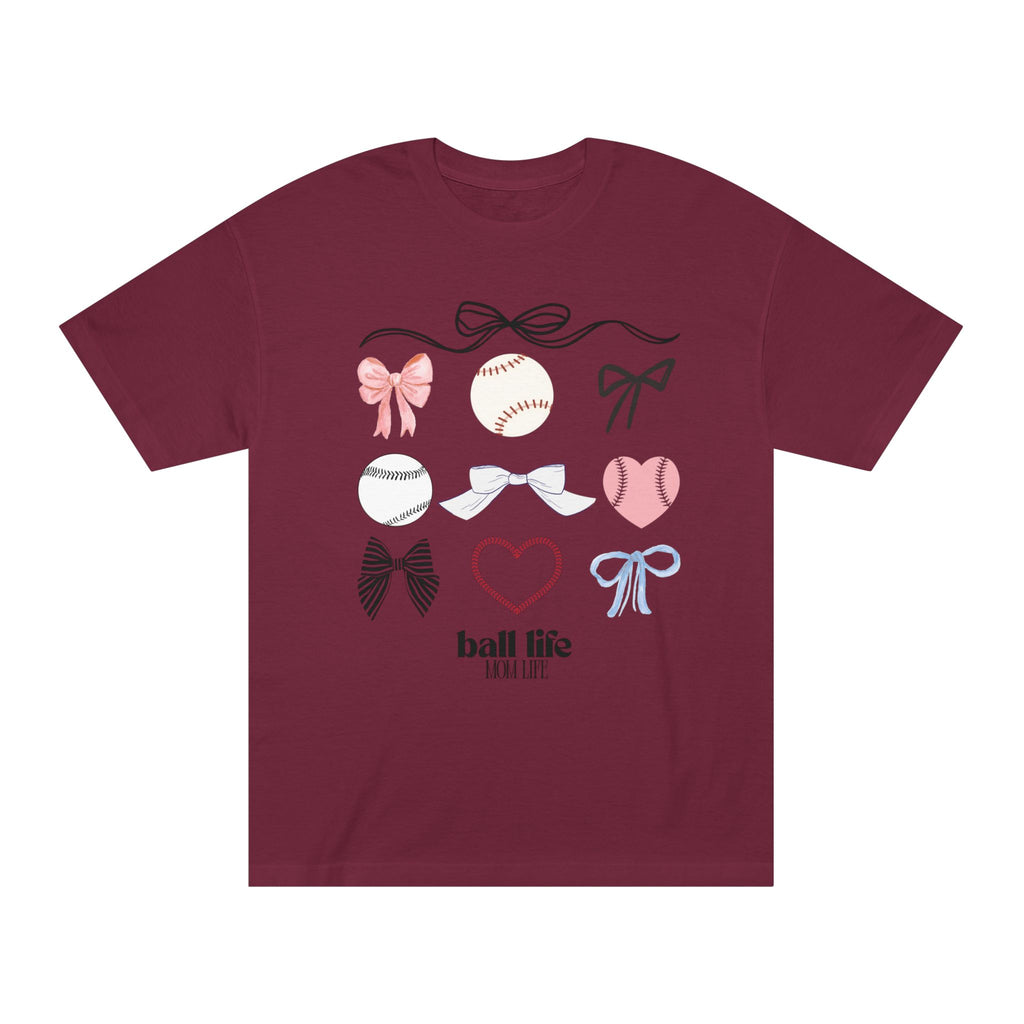 Baseball Bow Graphic Tee — "Ball Life" Bows & Heart Sports Shirt