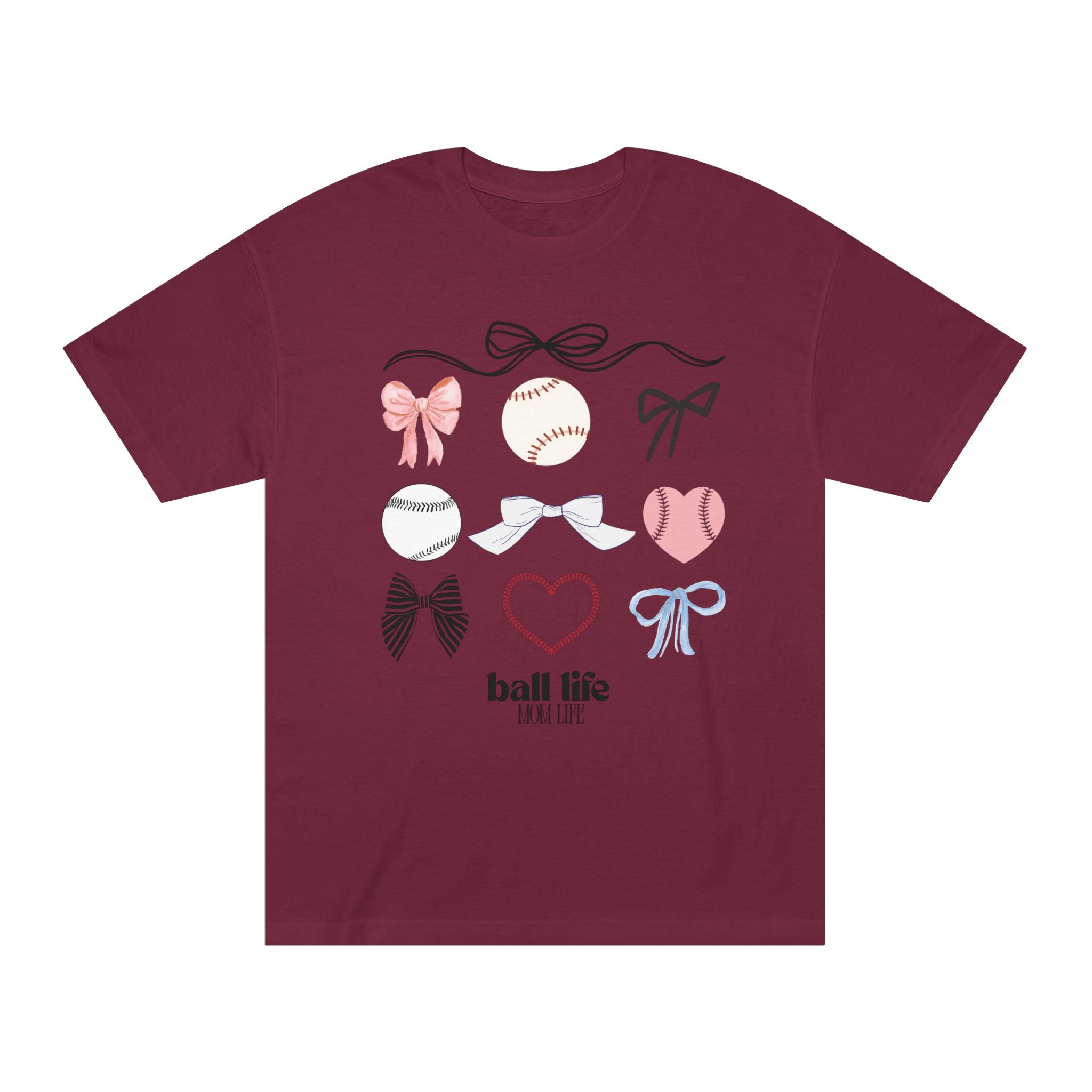 Baseball Bow Graphic Tee — "Ball Life" Bows & Heart Sports Shirt