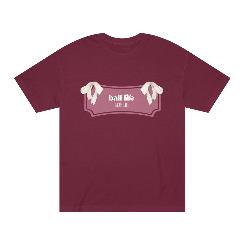 Mom Life Ball Life Ribbon Graphic Tee
