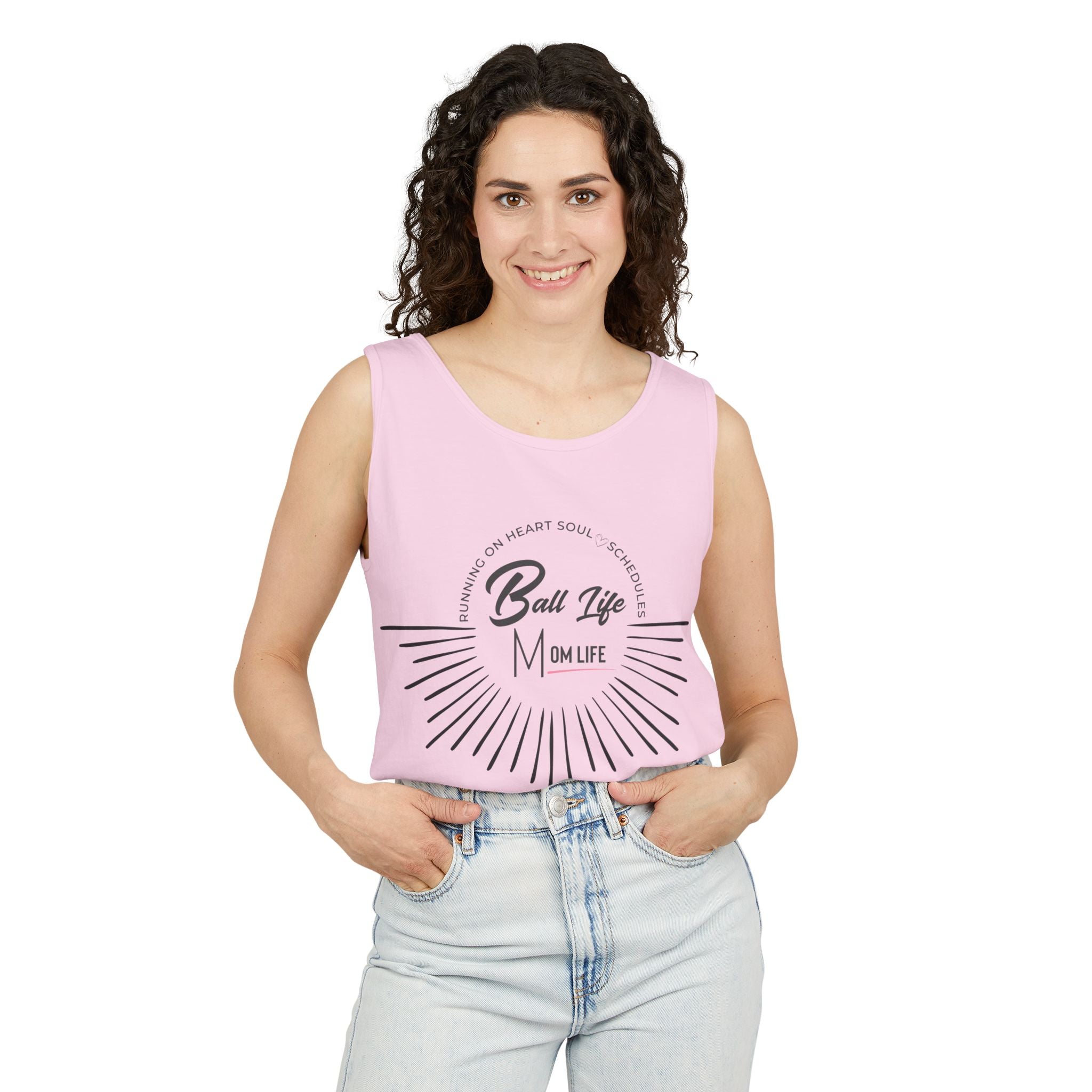 Tank Top — Ball Life Mom Life Retro Sunburst Graphic