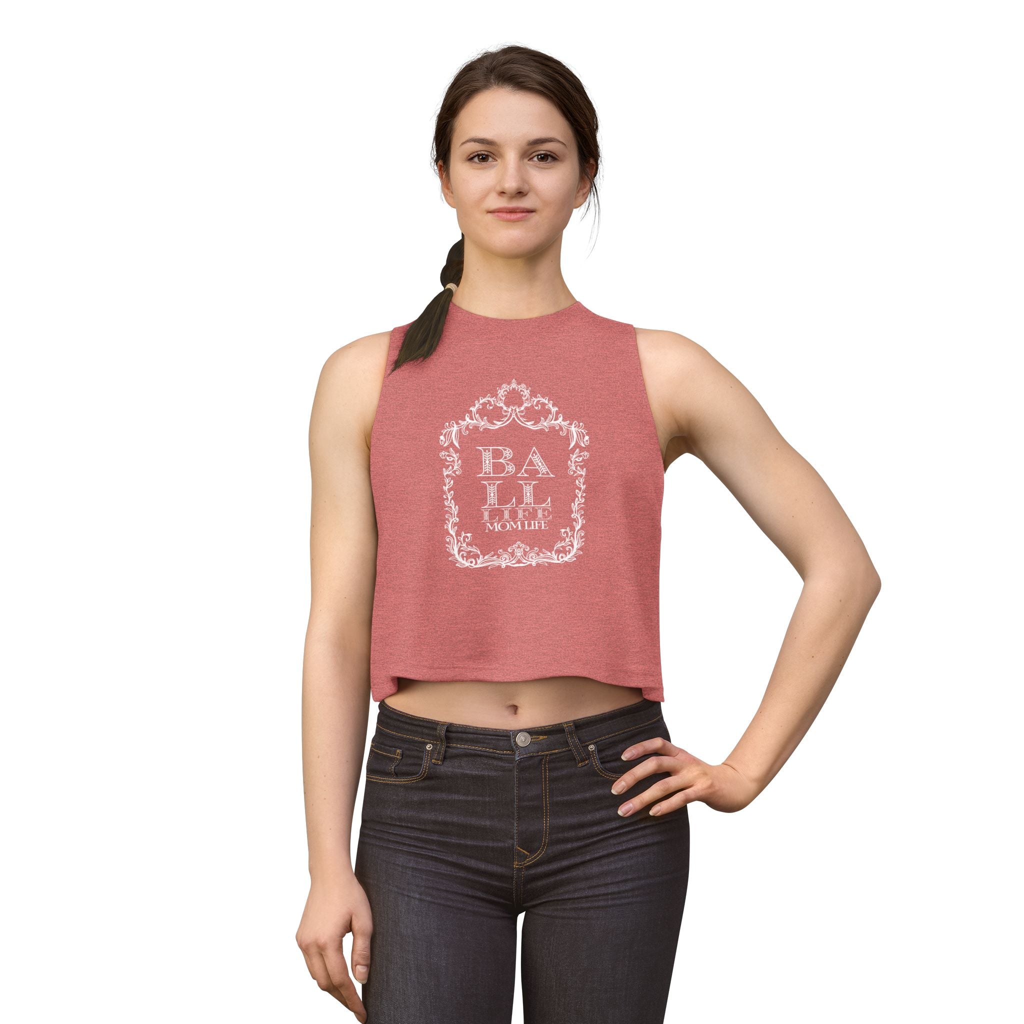 Ball Life Mom Life Crop Top — Floral Vintage Graphic Tank