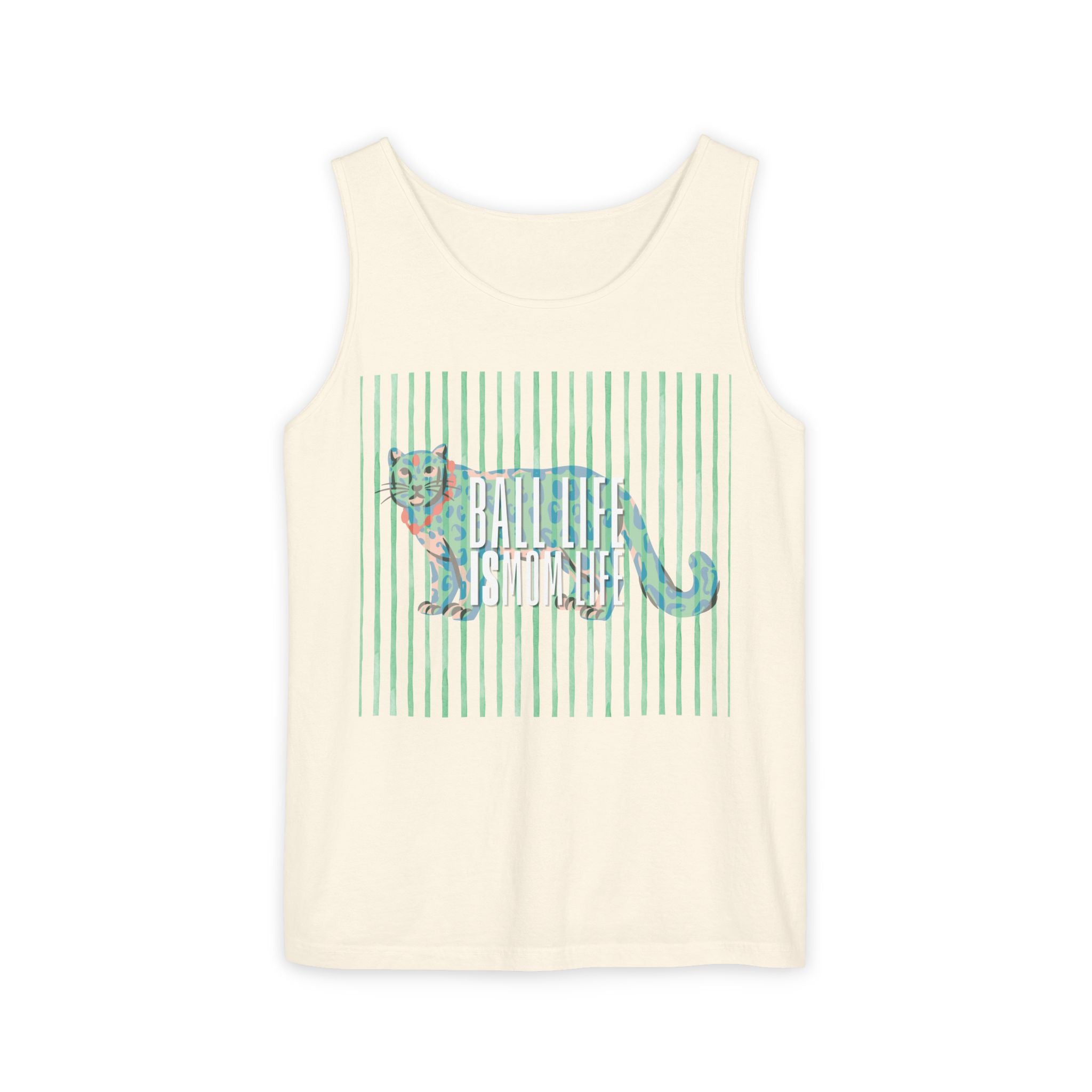 Tank Top — Vintage Leopard Ball Life is Mom Life Graphic