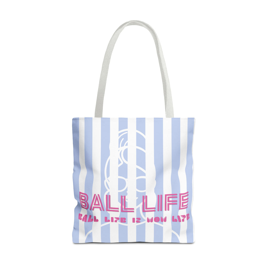 Ball Life Striped Tote Bag — Blue & Pink Athletic Lifestyle Tote