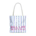 Ball Life Striped Tote Bag — Blue & Pink Athletic Lifestyle Tote