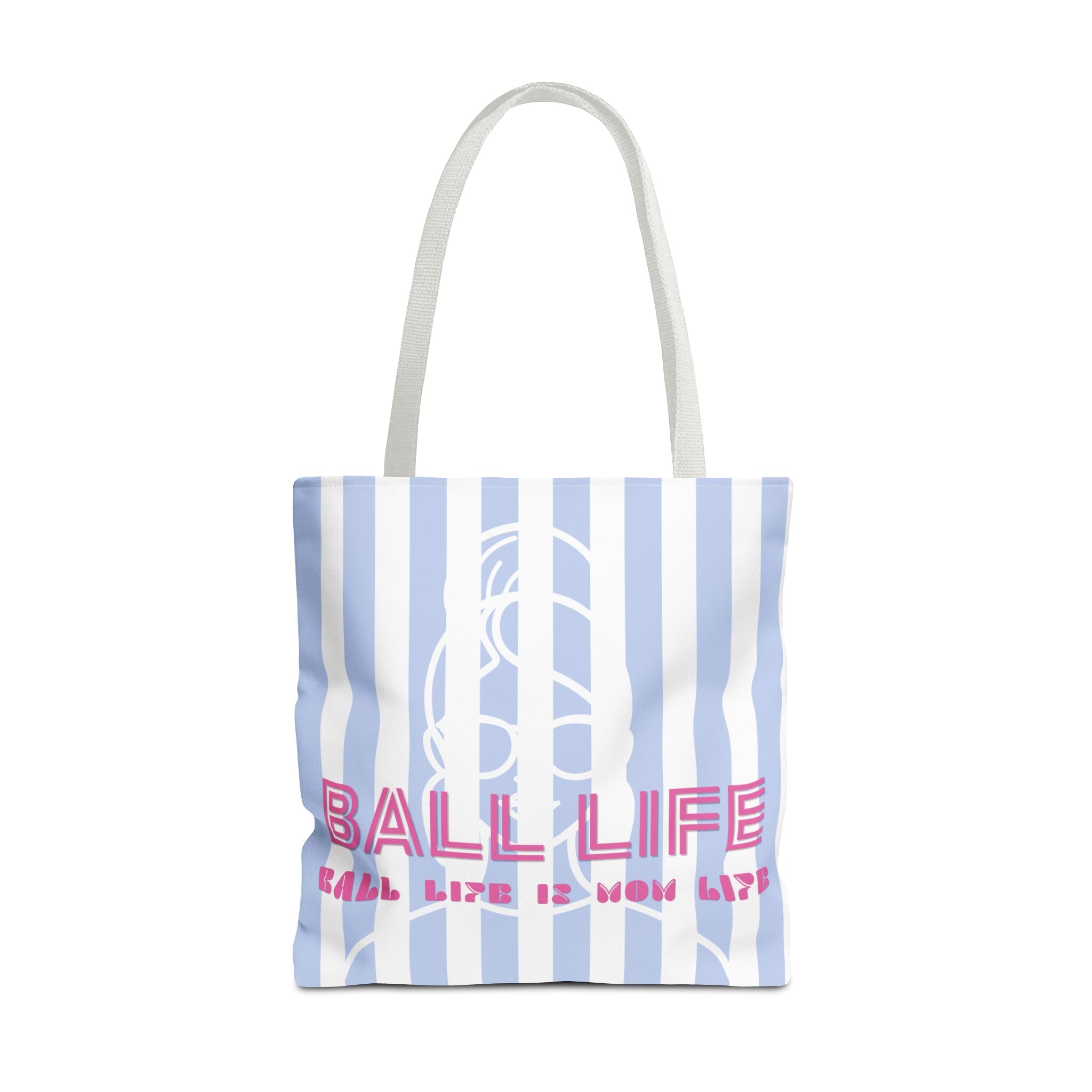 Ball Life Striped Tote Bag — Blue & Pink Athletic Lifestyle Tote