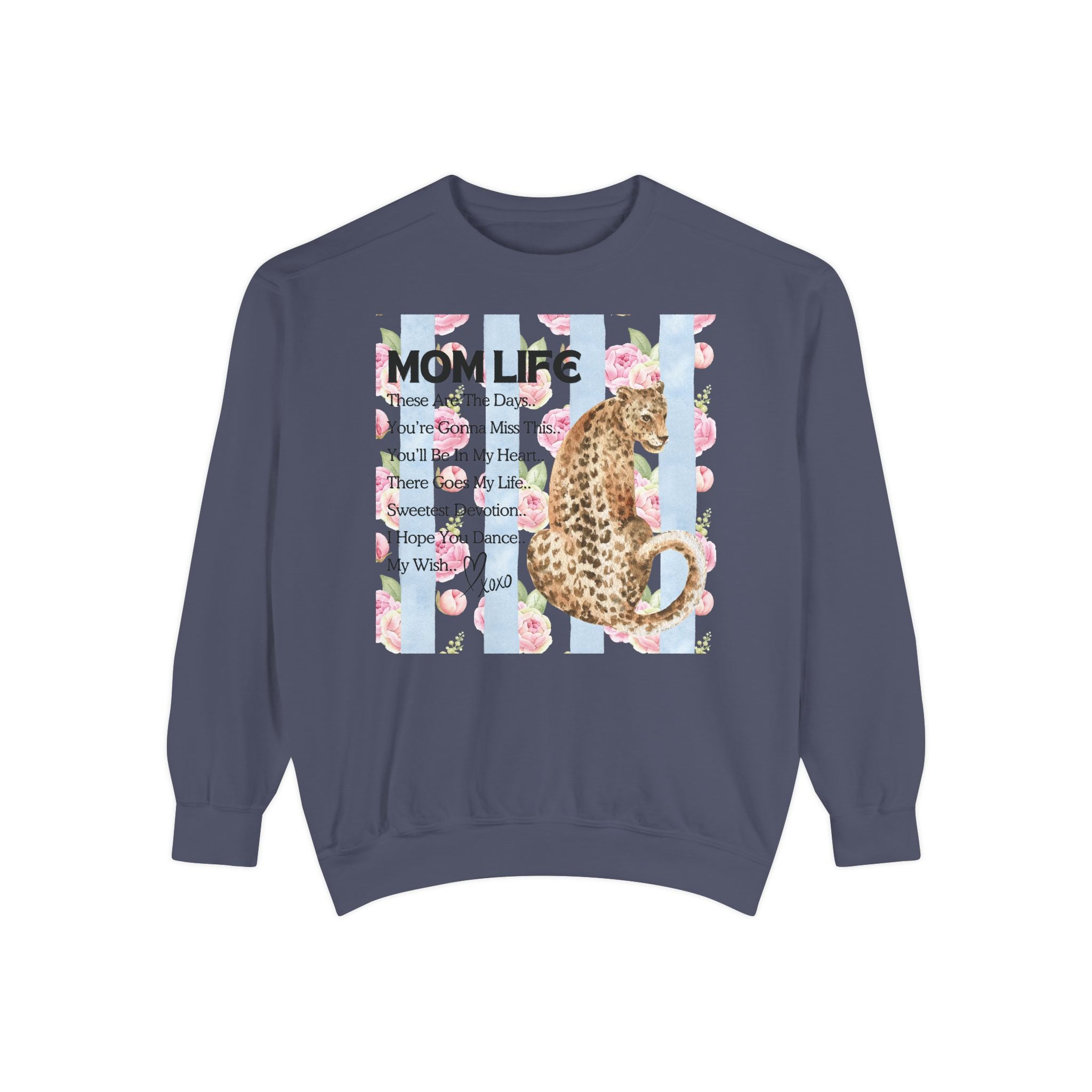 Mom Life Leopard Print Sweatshirt - Floral Striped Song Title Crewneck