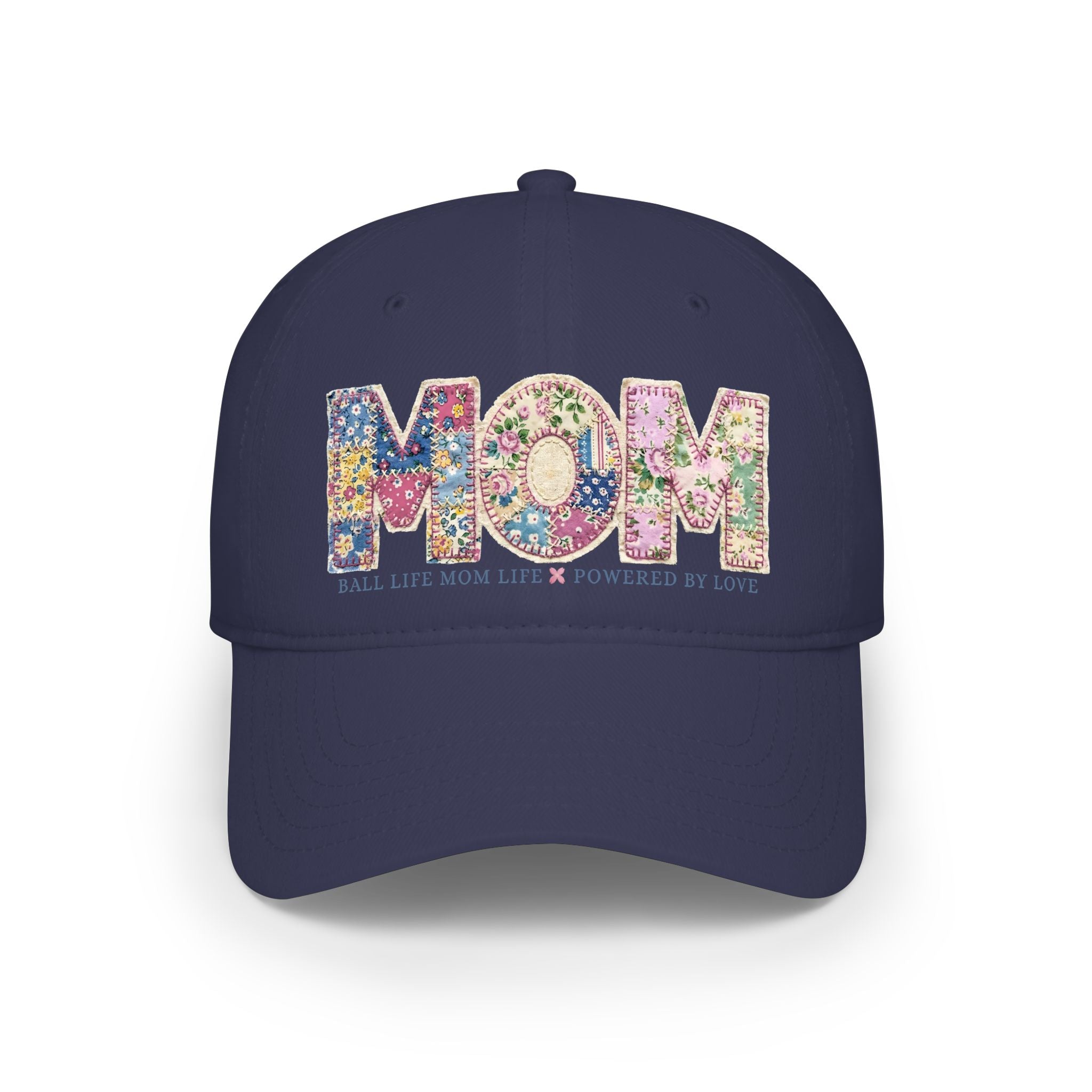 Floral 'MOM Life Ball Life' Quilted Baseball Cap Graphic — Mother's Game Day Hat