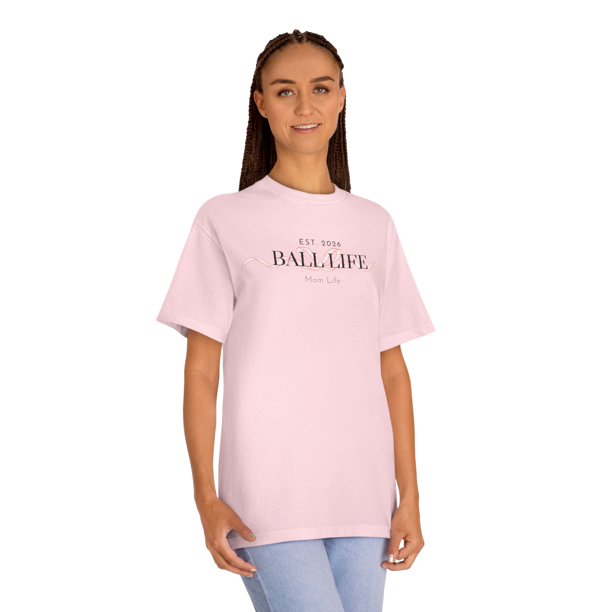 Bow Mom Life Tee — Est. 2026 Minimalist 'Ball Life Mom Life' Graphic T-Shirt