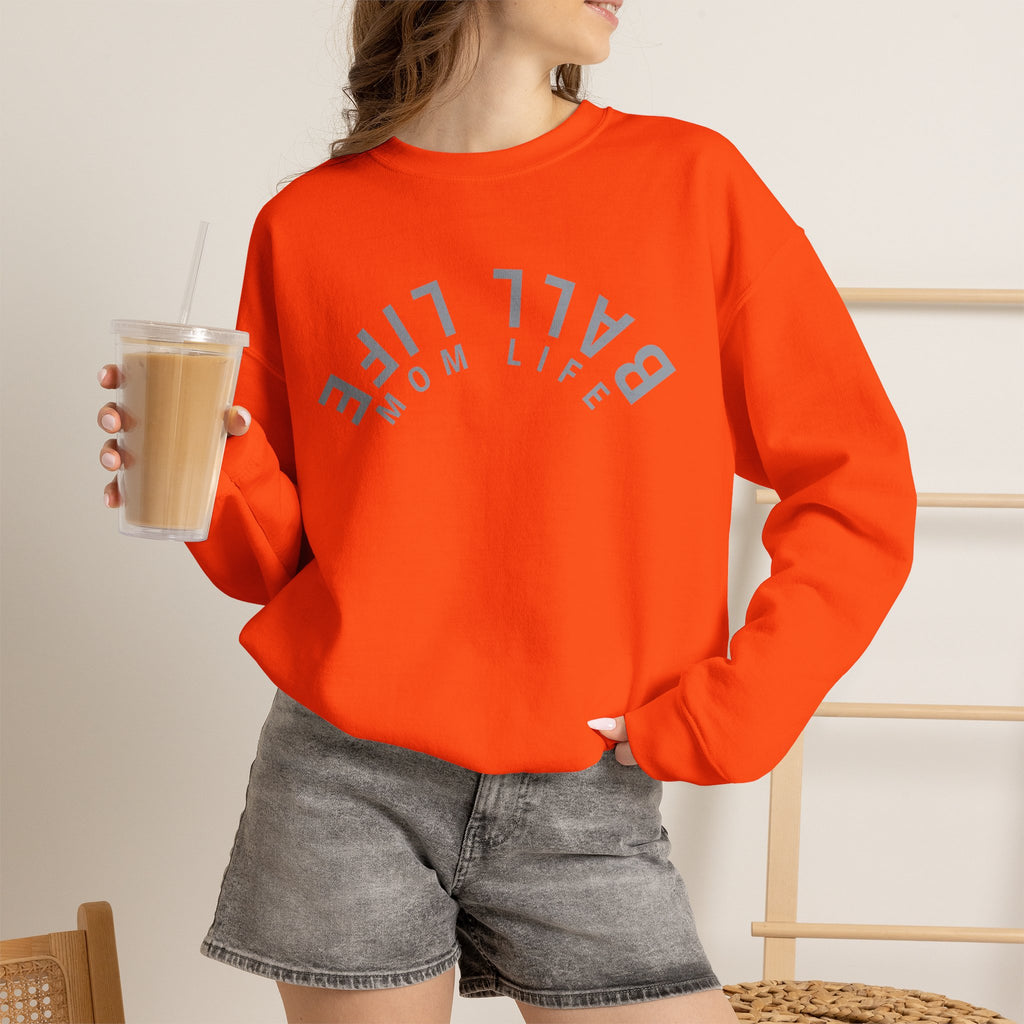 Crewneck Sweatshirt for Mom — Ball Life Mom Life Minimal Athletic Sweatshirt
