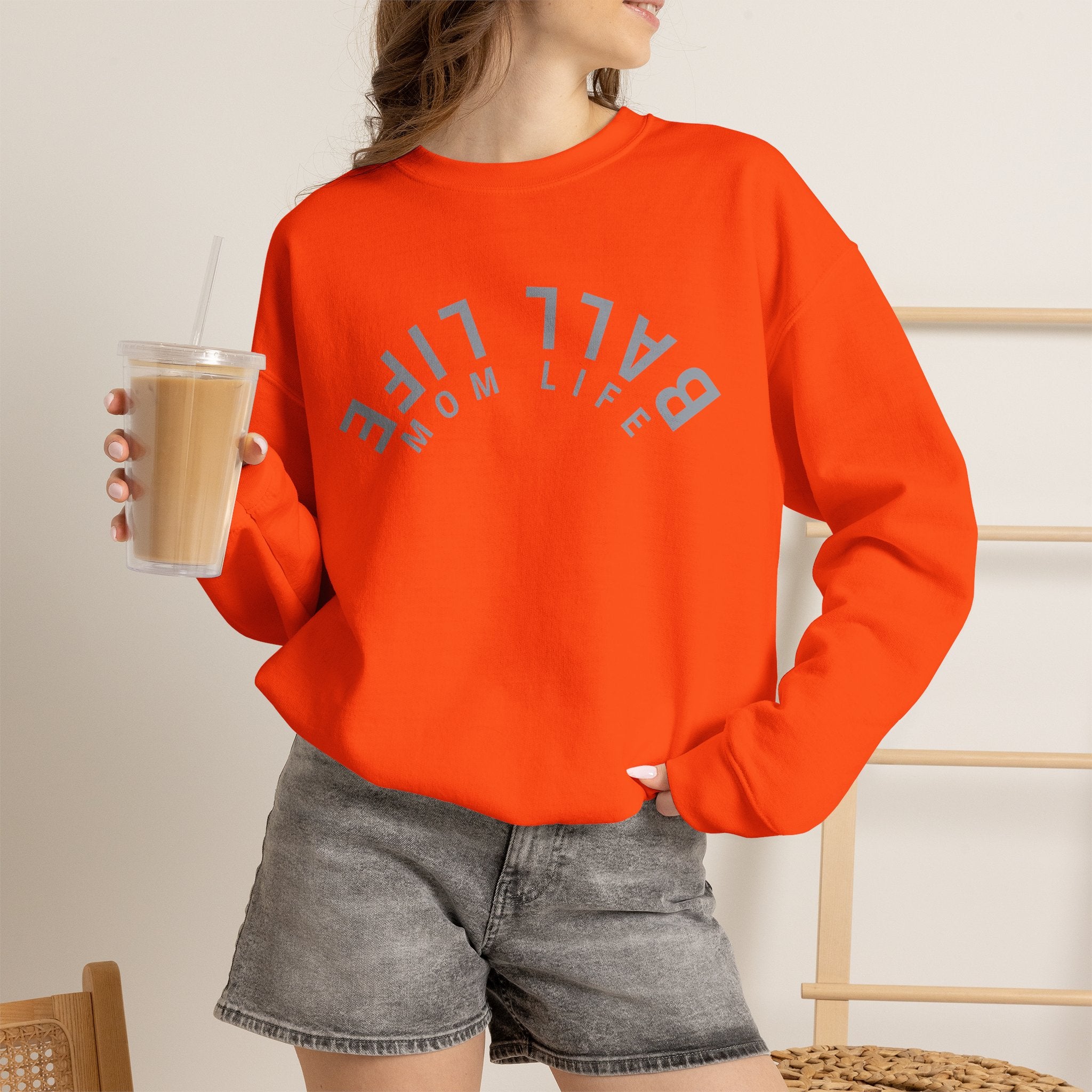 Crewneck Sweatshirt for Mom — Ball Life Mom Life Minimal Athletic Sweatshirt