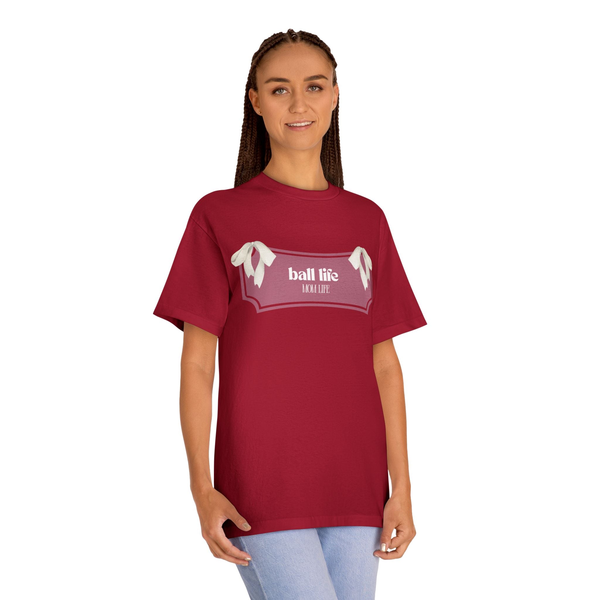 Mom Life Ball Life Ribbon Graphic Tee