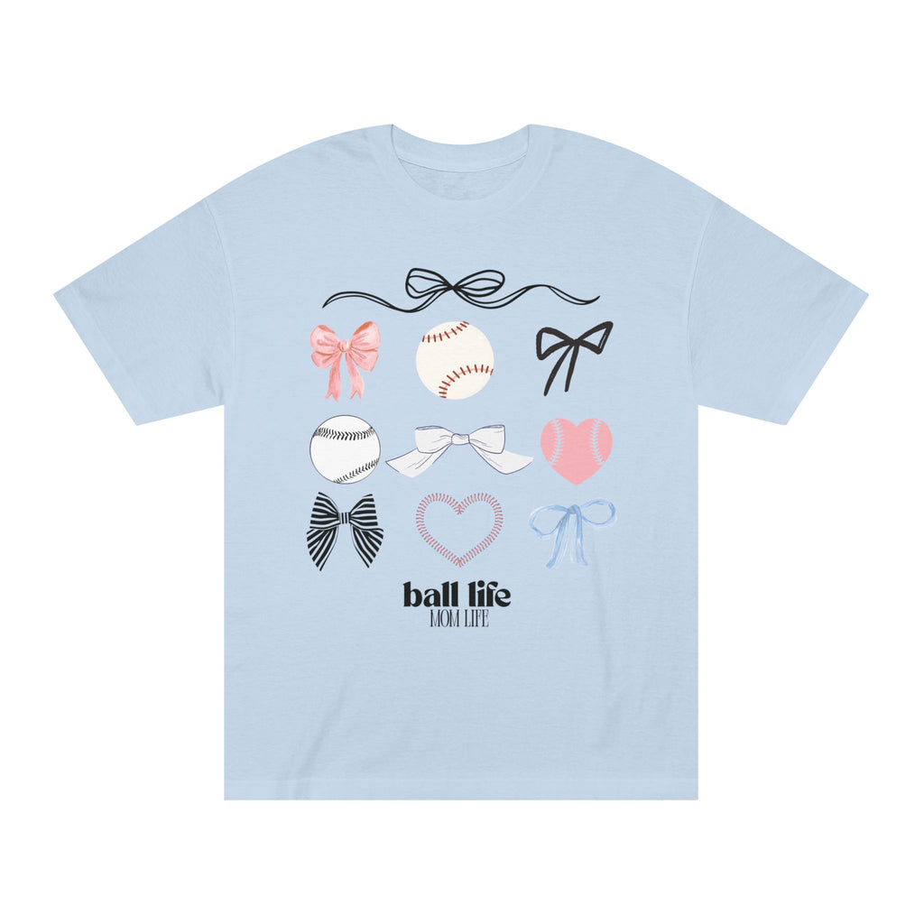 Baseball Bow Graphic Tee — "Ball Life" Bows & Heart Sports Shirt