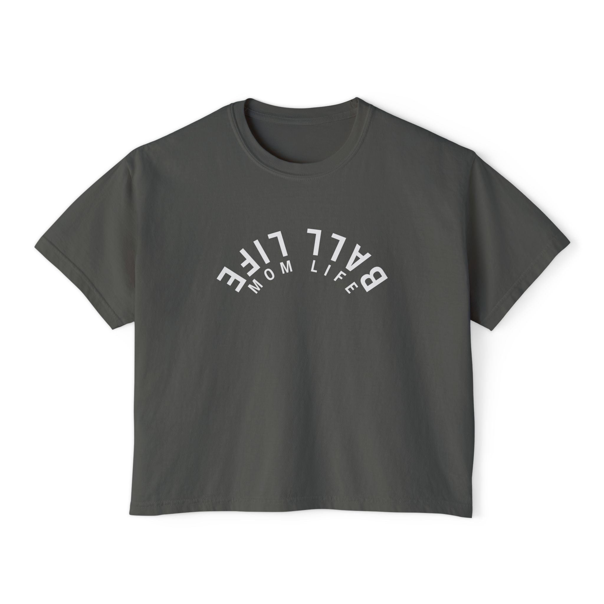 Boxy Tee — Ball Life Mom Life Upside Down Logo Women's Crop T-Shirt