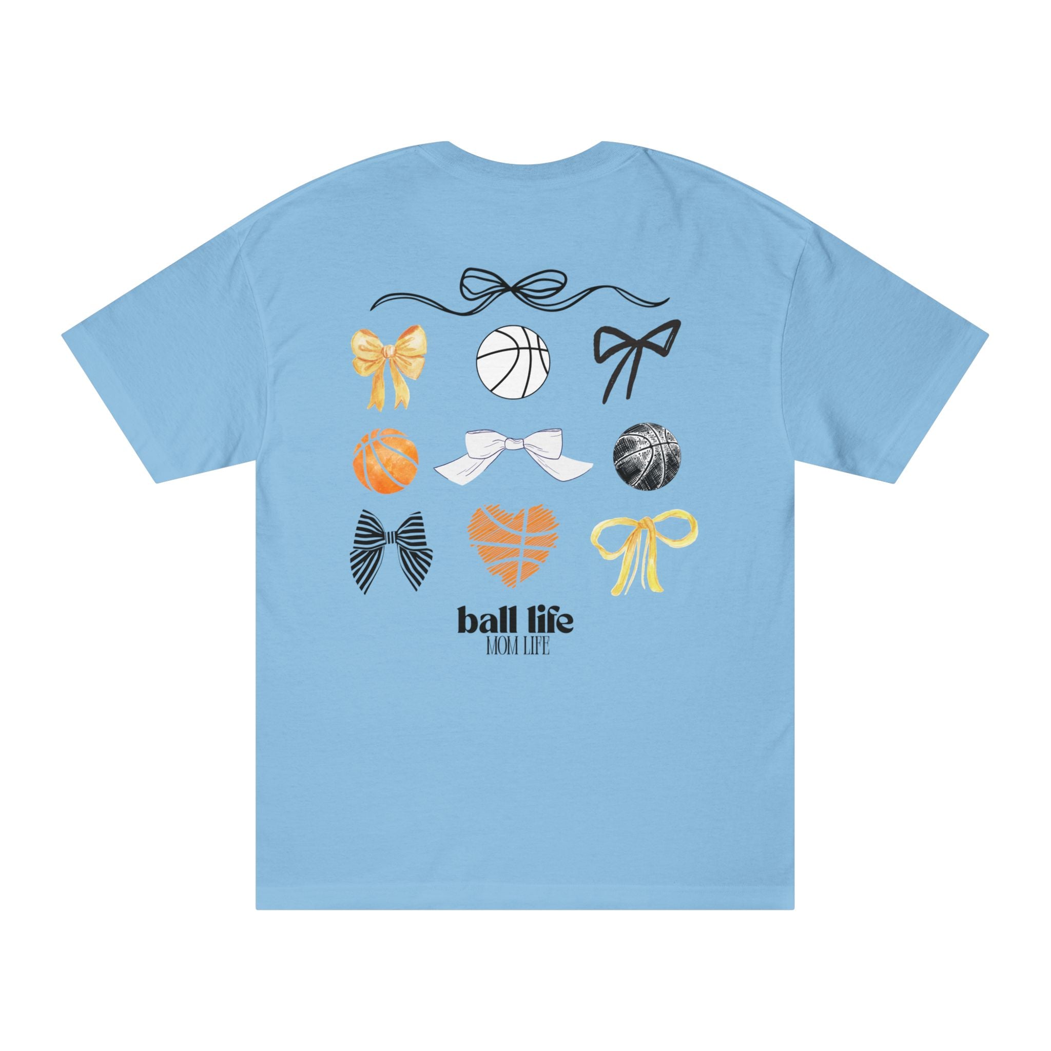 Basketball Bow Tee — "Ball Life Mom Life" Graphic Cotton T‑Shirt