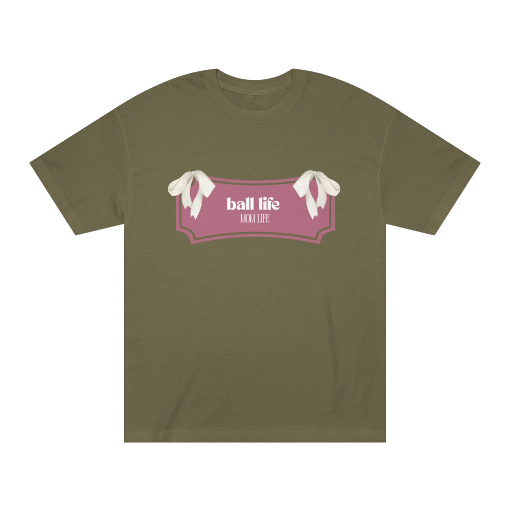Mom Life Ball Life Ribbon Graphic Tee