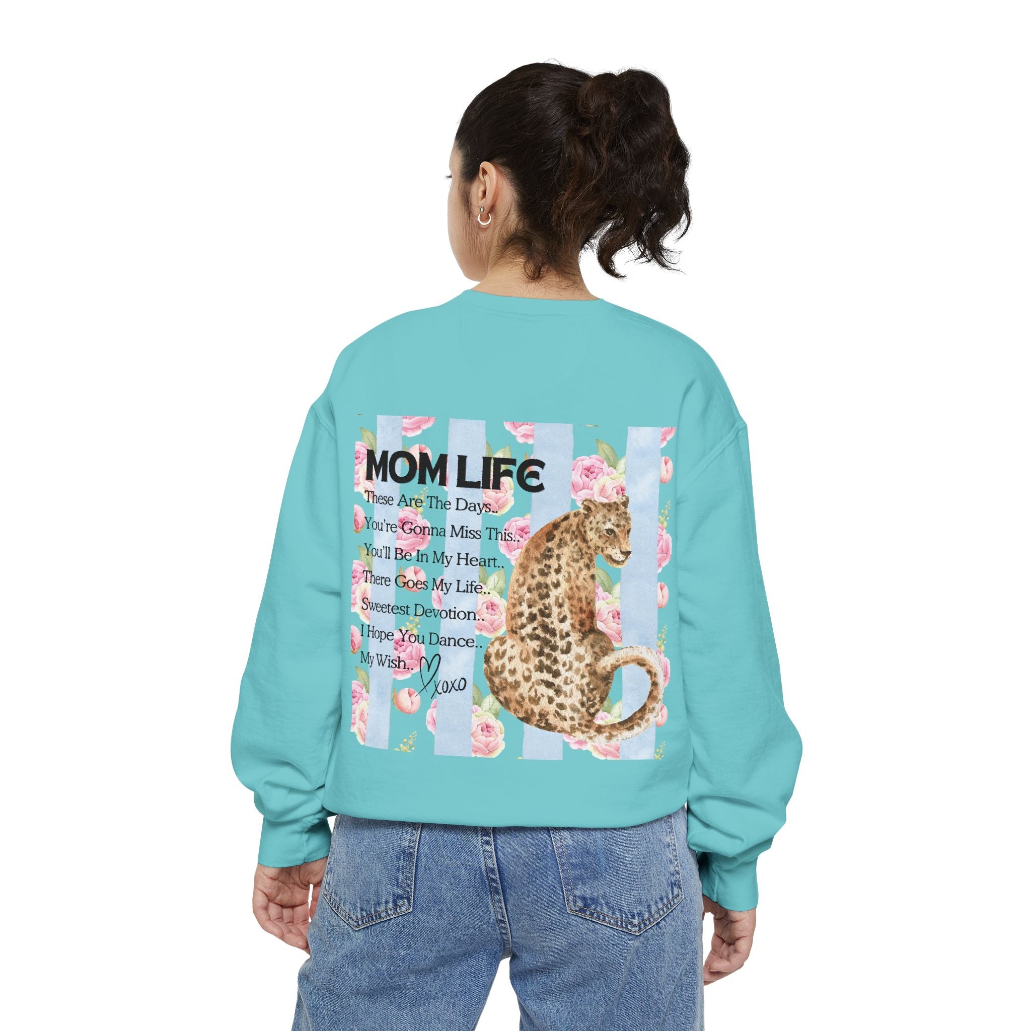Mom Life Leopard Print Sweatshirt - Floral Striped Song Title Crewneck