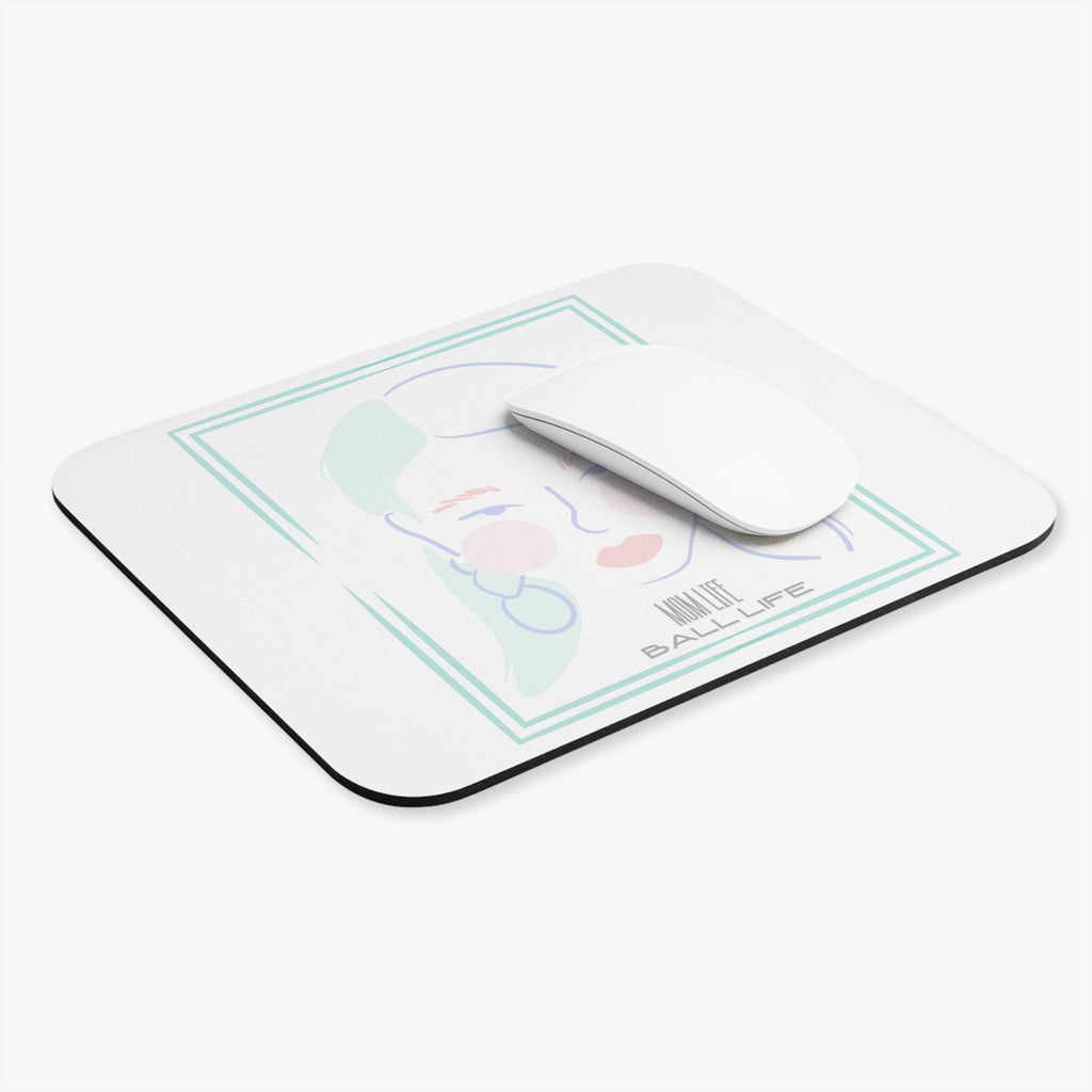 Mouse Pad — Minimal Pastel Portrait "Mom Life Ball Life"