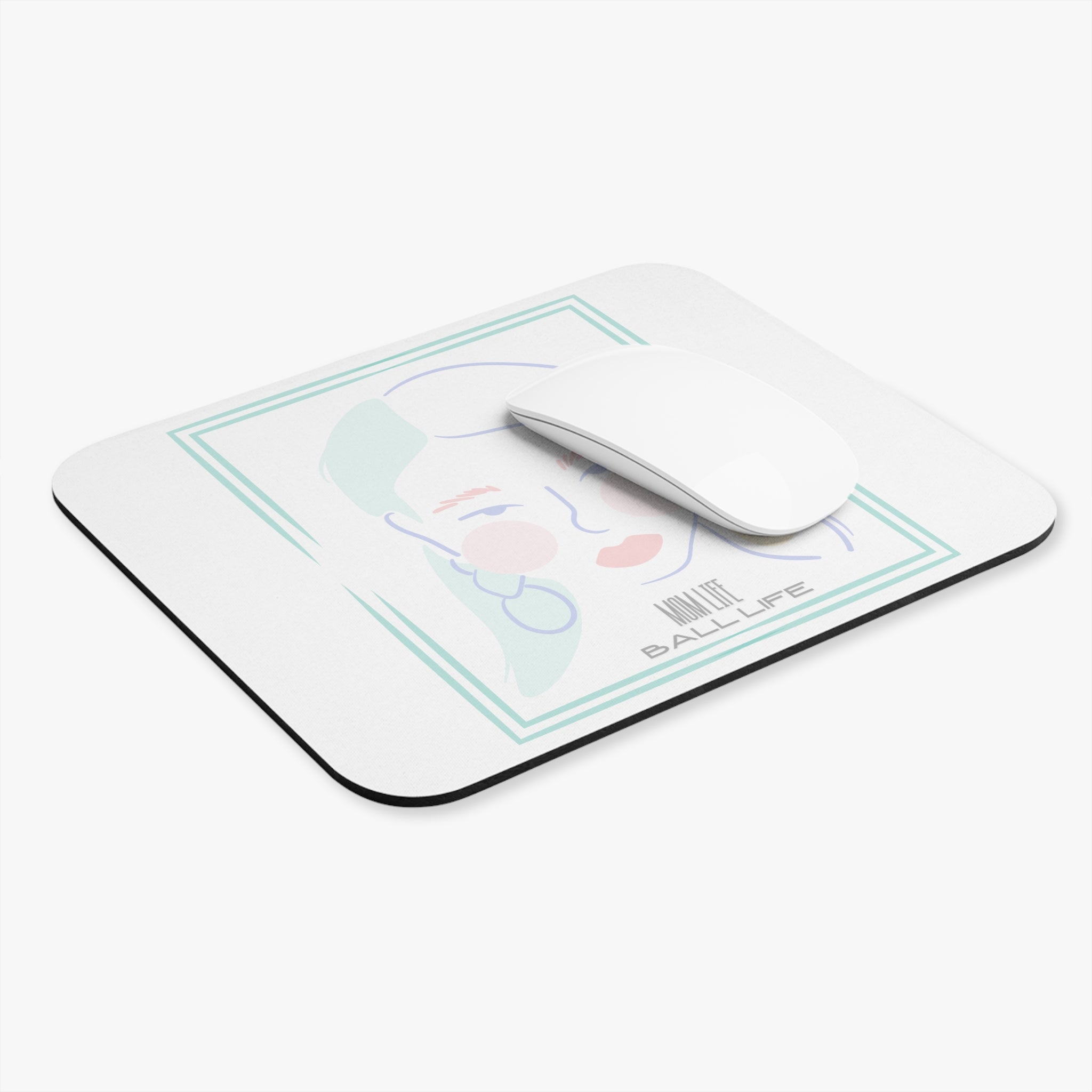 Mouse Pad — Minimal Pastel Portrait "Mom Life Ball Life"