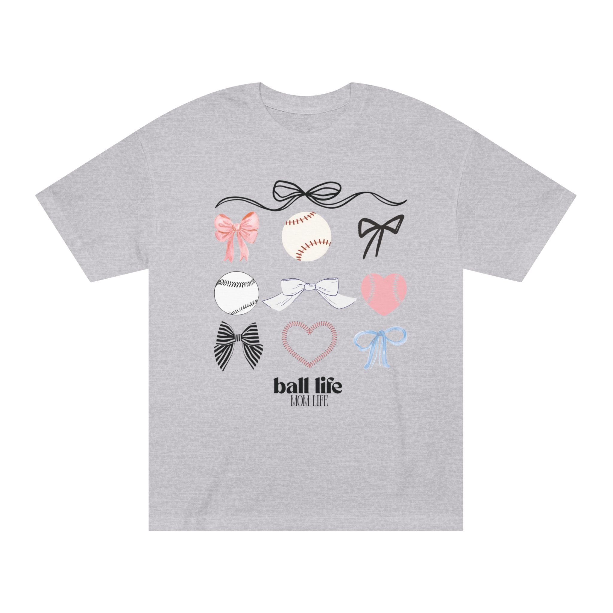 Baseball Bow Graphic Tee — "Ball Life" Bows & Heart Sports Shirt