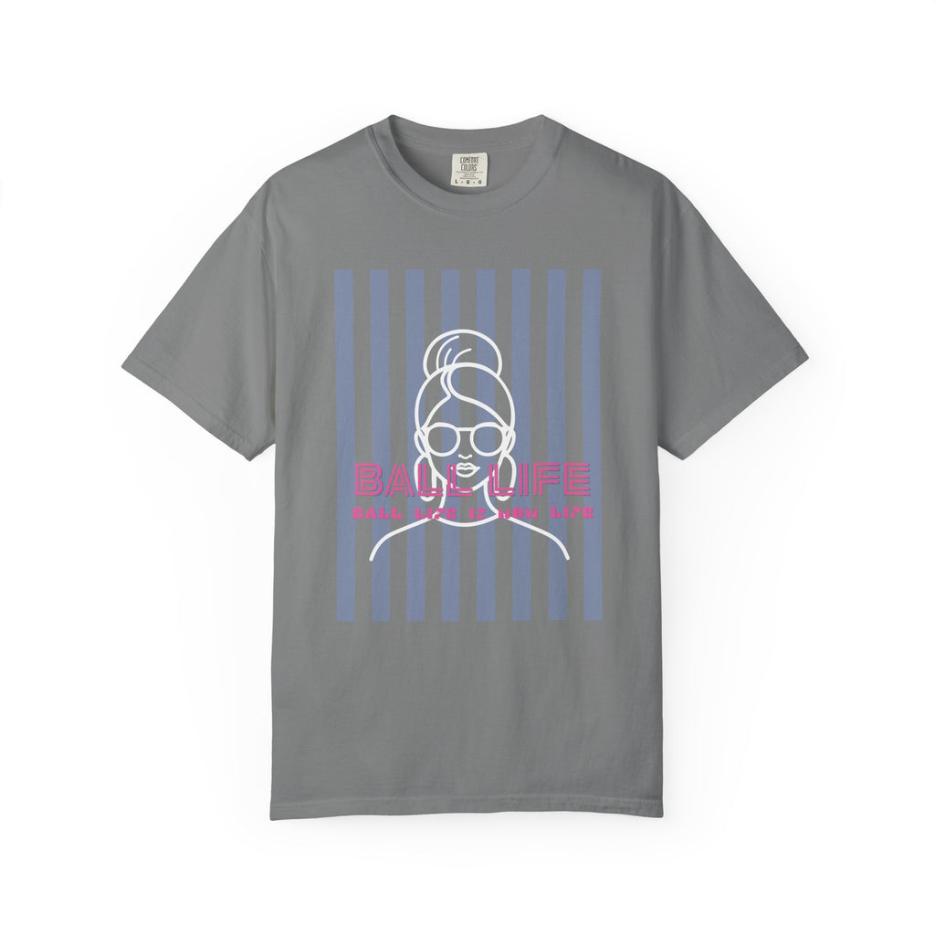 Ball Life Mom Life Striped Graphic T-Shirt