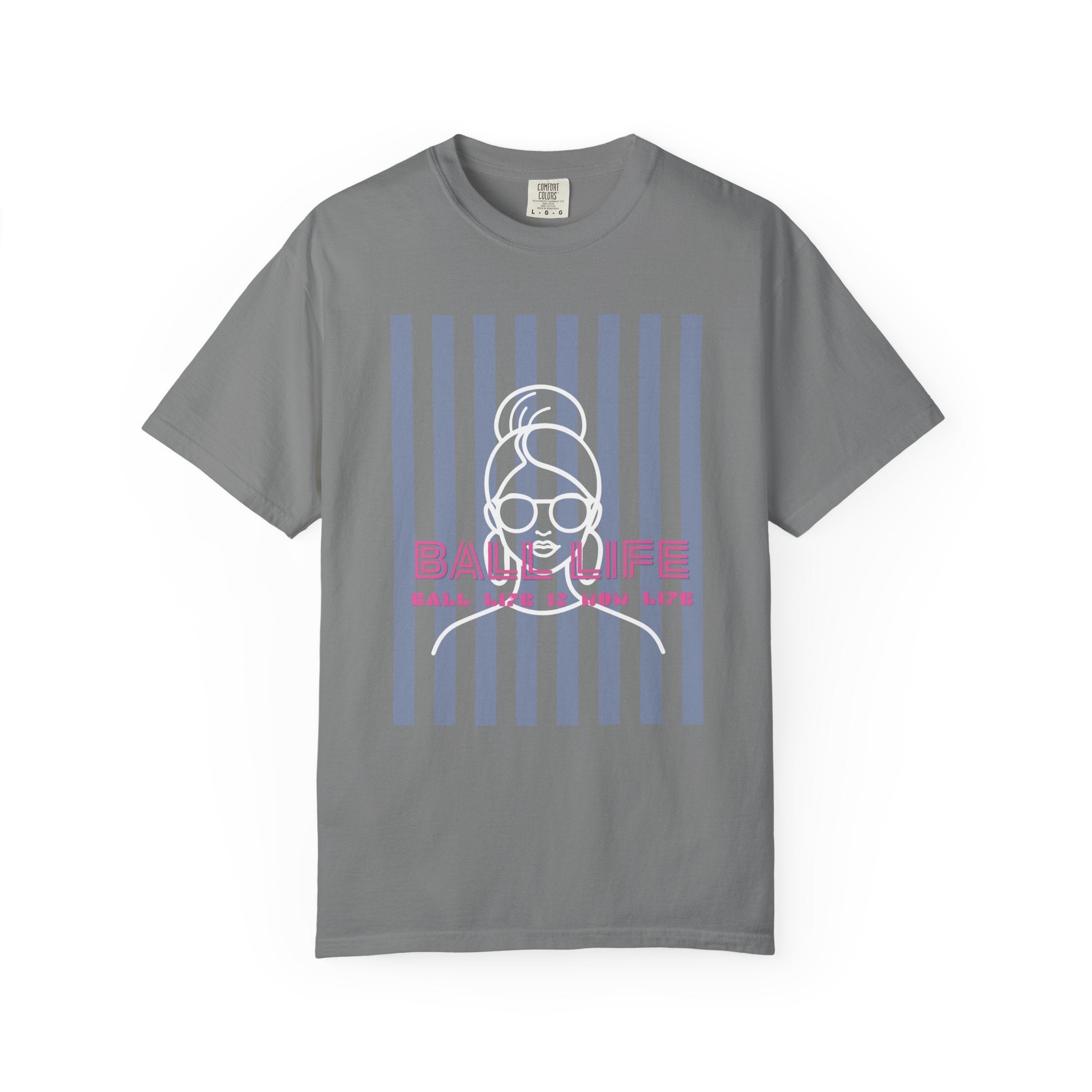 Ball Life Mom Life Striped Graphic T-Shirt