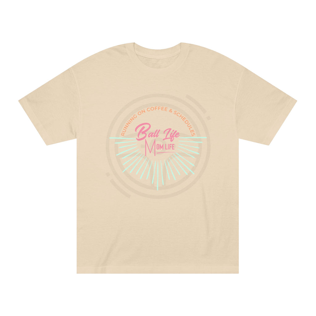 Ball Life Mom Life Graphic Tee — Running on Coffee & Schedules Retro Vibe