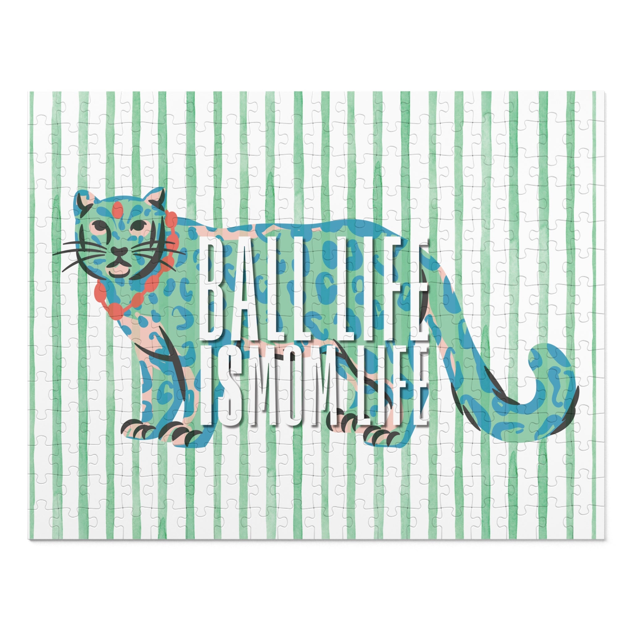 Leopard Ball Life is Mom Life Puzzle — 252-Piece Jigsaw Puzzle with Tin